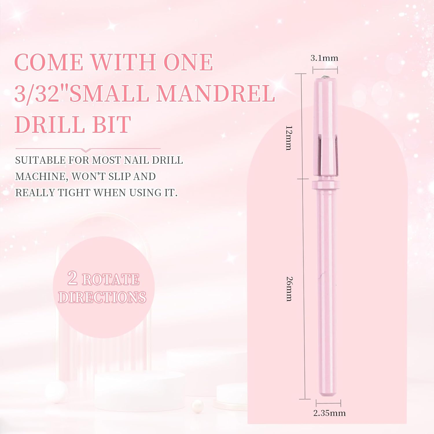 Heemeei Small Sanding Bands for Nail Drill, 100Pcs Mini Sanding Bands 180 Medium Grits with Upgrade Design 3.1Mm Mandrel Bits for Acrylic Nails Gel Manicures and Pedicure (Pink) image number 4