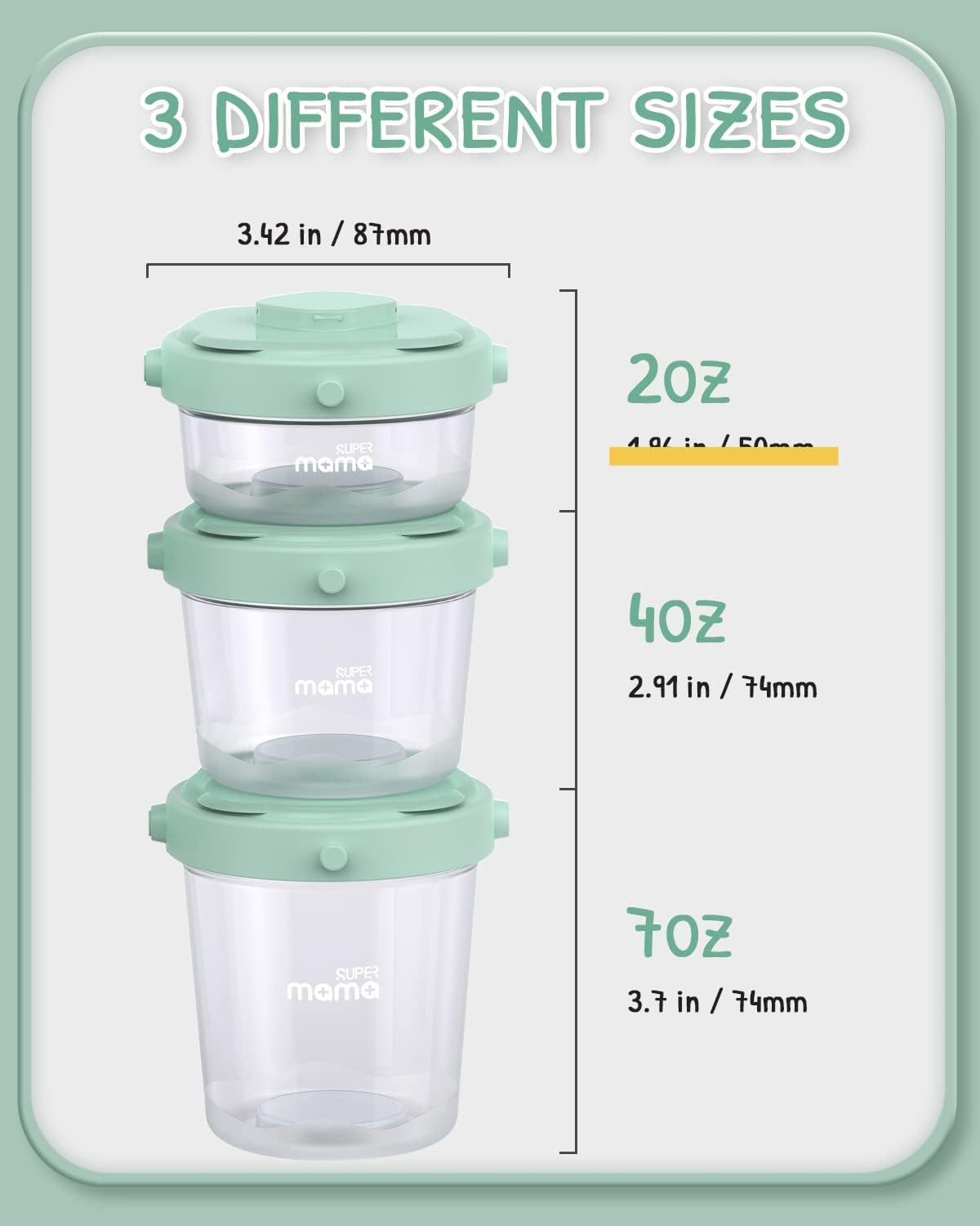 Baby Food Containers Freezer Safe - 6 Set(2/4/7Oz), Baby Food Jars with Lids, Freezer Storage Containers for Baby, Microwave & Dishwasher Safe, for Food, Dips, Snacks Etc, Pink image number 2