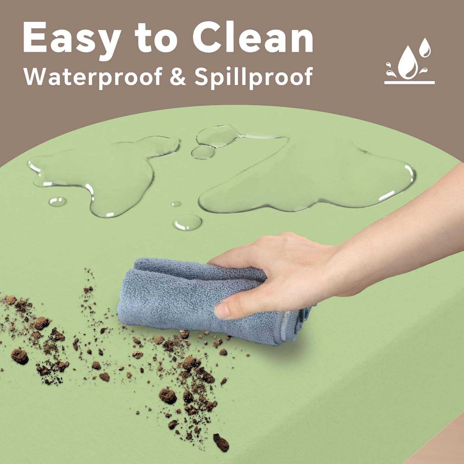 Disposable Plastic Tablecloth - 6 Pack Green Rectangle Table Cloth for Wedding, Party, Picnic, Camping, BBQ, Waterproof Table Cover, 54 X 108 Inch. - Light Blue Gold Dot image number 5