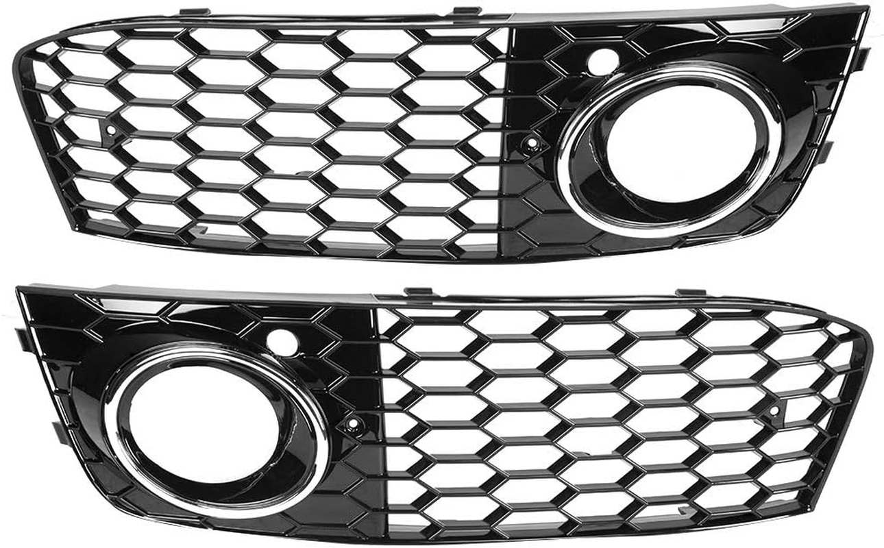 Fog Light Cover Lamp Frame Mesh Grille for B8 2009-2011 &ndash; Stylish ABS Plated Replacement (GZ.D072DL/R) - Black (Gz.D072L/R) image number 3