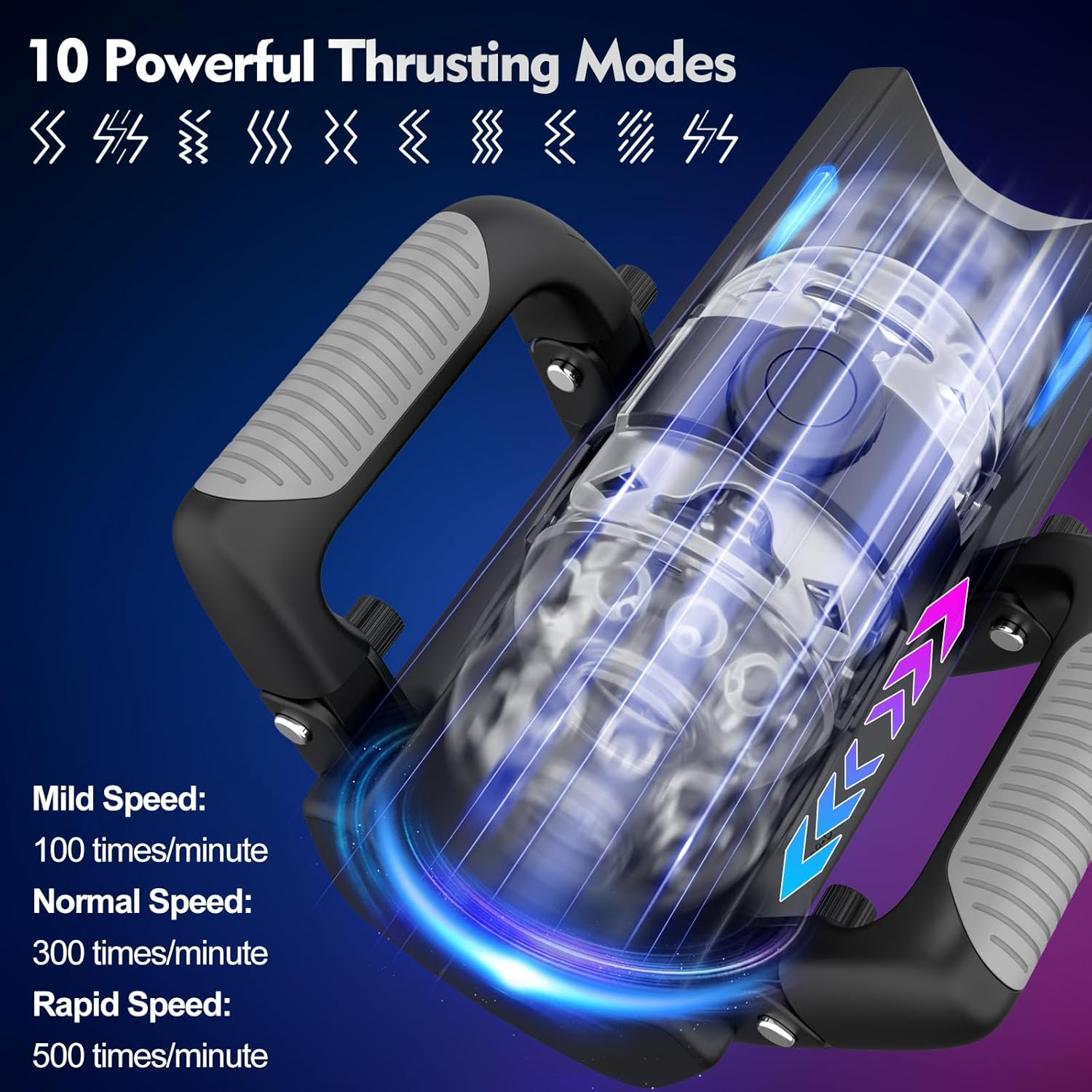 Male Masturbator Sex Toy for Men - Pocket Pussy Sex Toys with 12Cm Thrusting Distance, Male Sex Toys Penis Pump Stroker Hands Free Masturbator with Phone Stand & Foldable Handle, Blowjob Machine image number 4