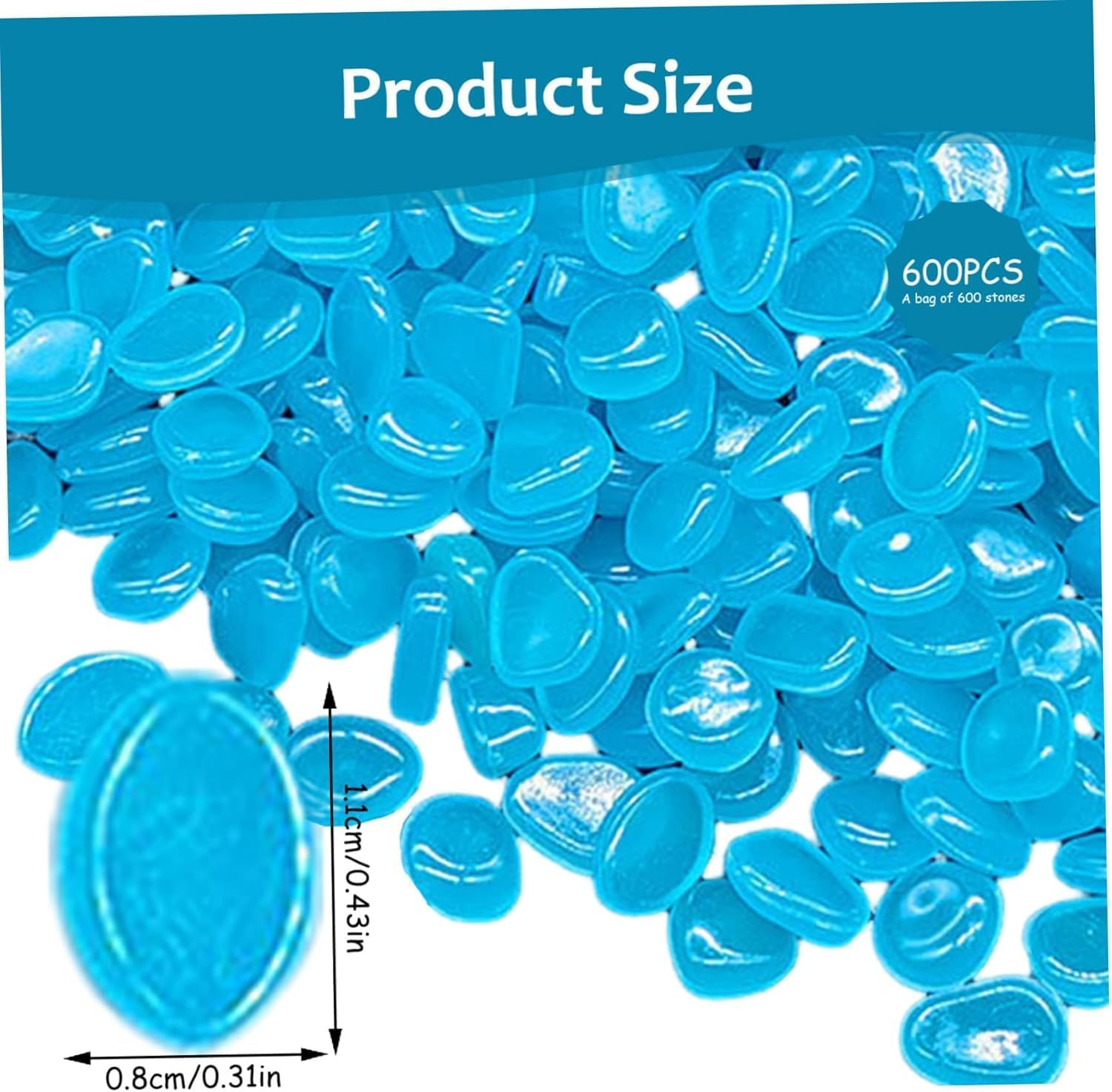Glow in the Dark Rocks Outdoor Garden Decoration Pebbles, 400 PCS Glow Pebbles Luminous Stones for outside Patio Yard Fish Tank Aquarium Flower Bed Vase Potted Plant Decoration (Blue) - Blue image number 4