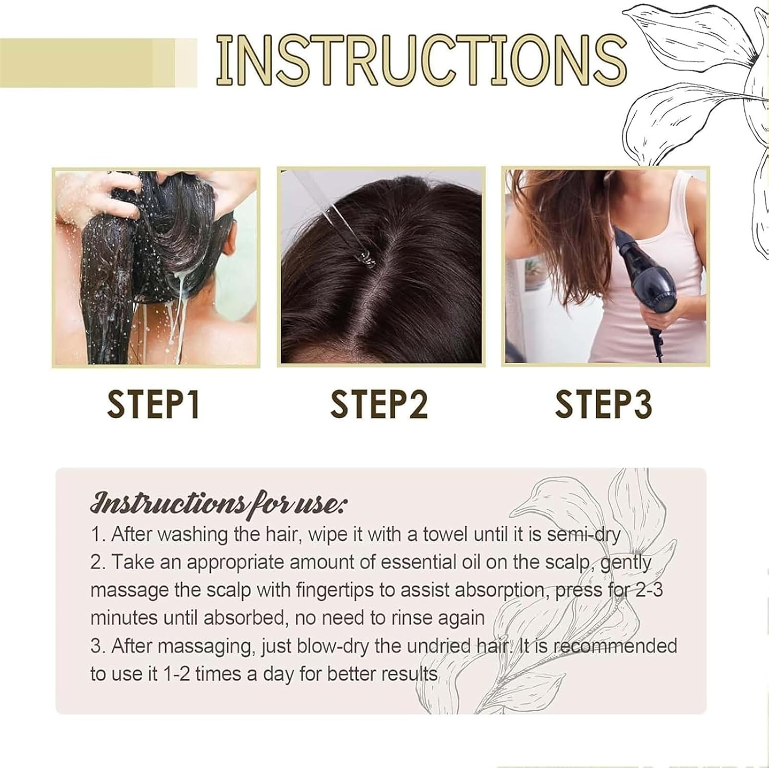 Hair Growth Oil, Hair Growth & Reset Oil, Rosemary Hairs Care Essential for Dry Damaged Hair, Scalp Nourishing Serum, Non-Greasy, Quick Absorption (2Pcs) image number 2