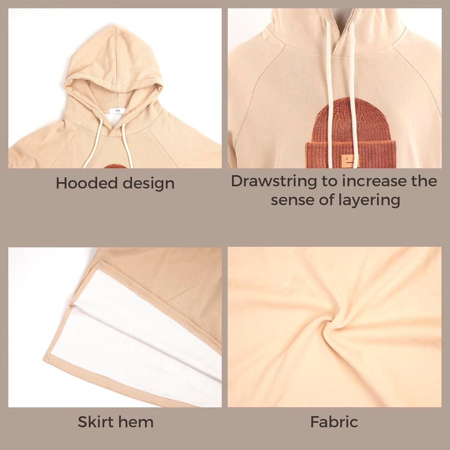 Maternity Hoodie Dress with Pockets &ndash; Casual Loose Fit Mid-Length Sweatshirt Dress for Pregnancy Spring Fall image number 5