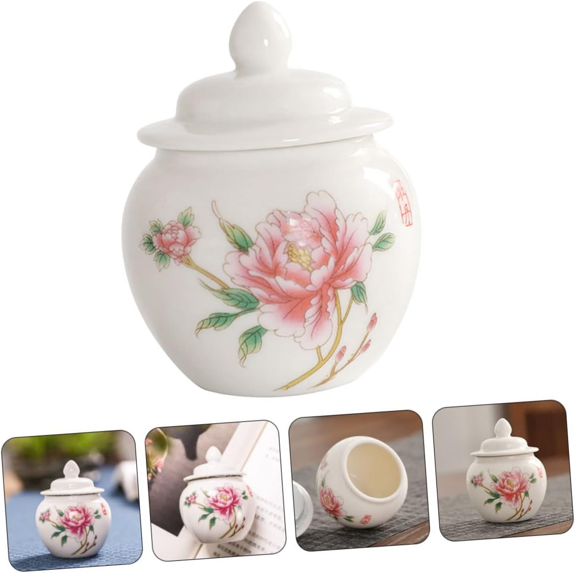 Angoily Ceramic Multi-Function Tea Canister Stylish Storage Jar for Home Travel Organization Elegant Design Airtight Seal Capacity for Tea Sugar More image number 6