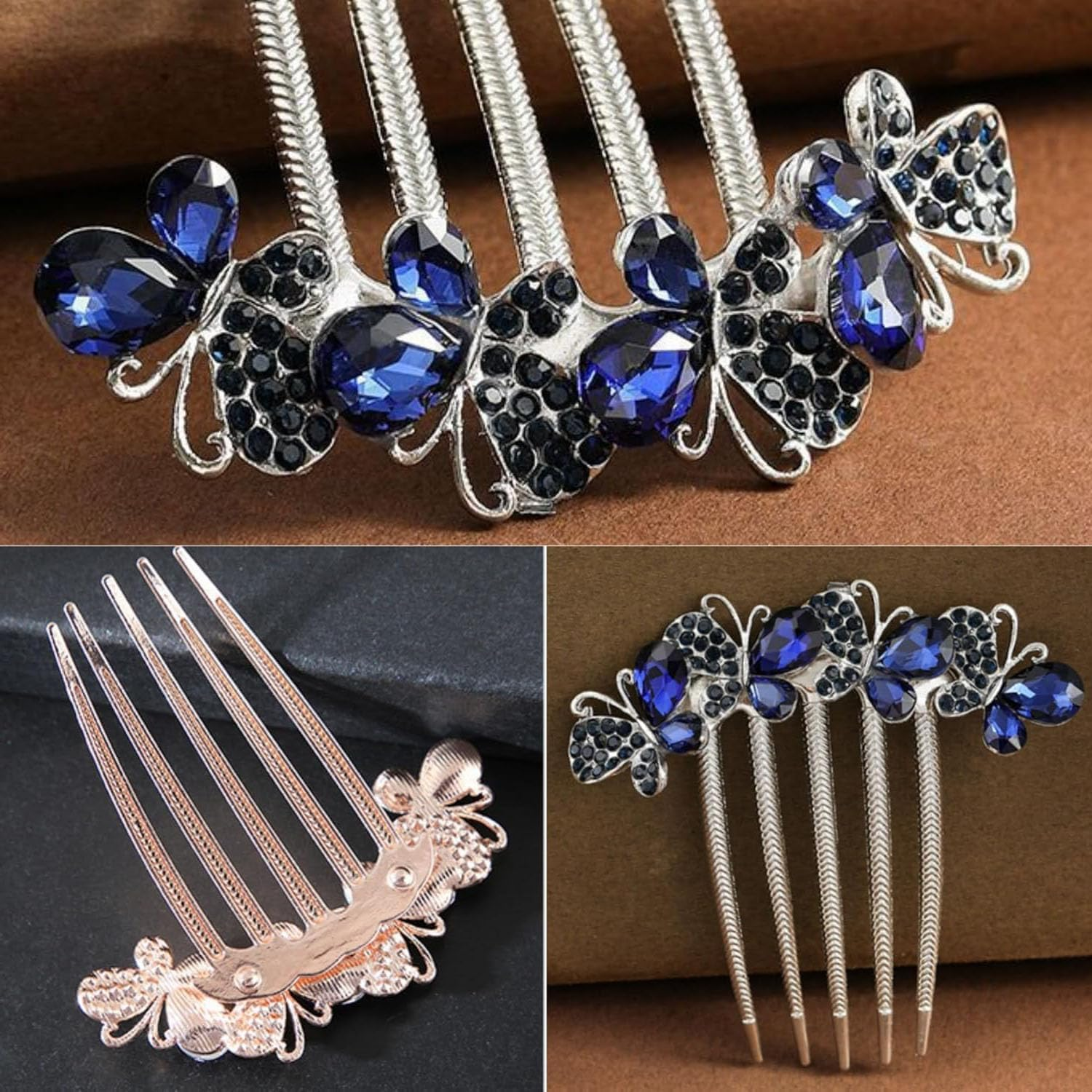 Set of 4 Vintage-Style Crystal Hair Combs &ndash; Elegant Side Hair Clips for Women, Perfect for Updos, Weddings & Special Events image number 4