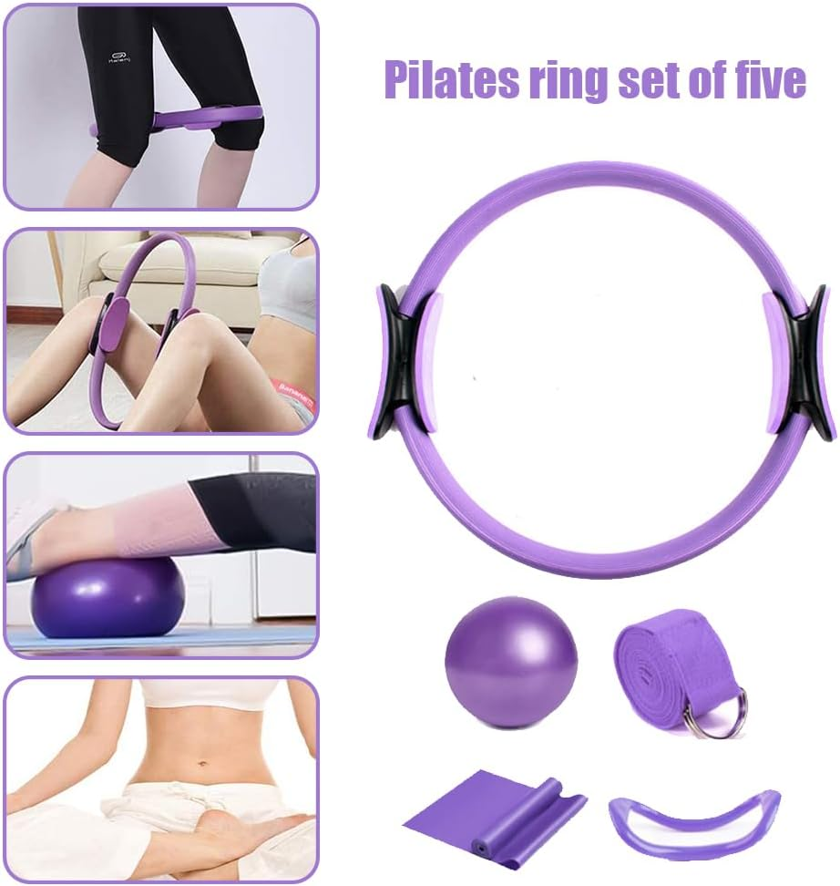 Pilates Ring Circle Set of 5,Sports Equipment,Extension Aid Band,Strength Training,Yoga Ring,Fitness Kit,Inner Thigh Exercise,For Home Workouts image number 2