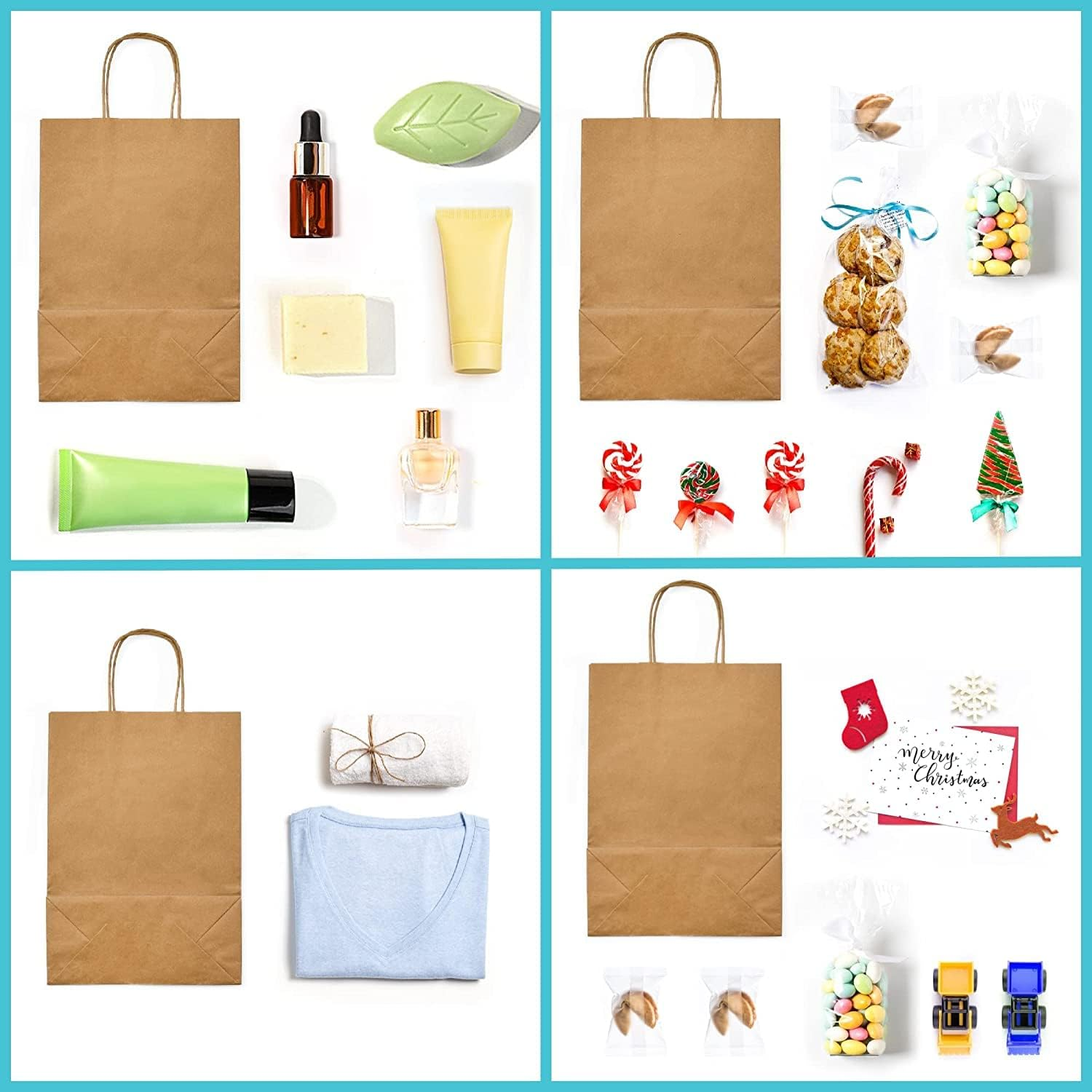 50 Pcs Paper Bags with Handles, Gift Bag Kraft Paper Party Gift Bag,Small Gift Bags Eco-Friendly Kraft Bags for Gifts,Business, Shopping, Retail Merchandise Bags (21 X 11 X 27Cm, Brown) image number 3