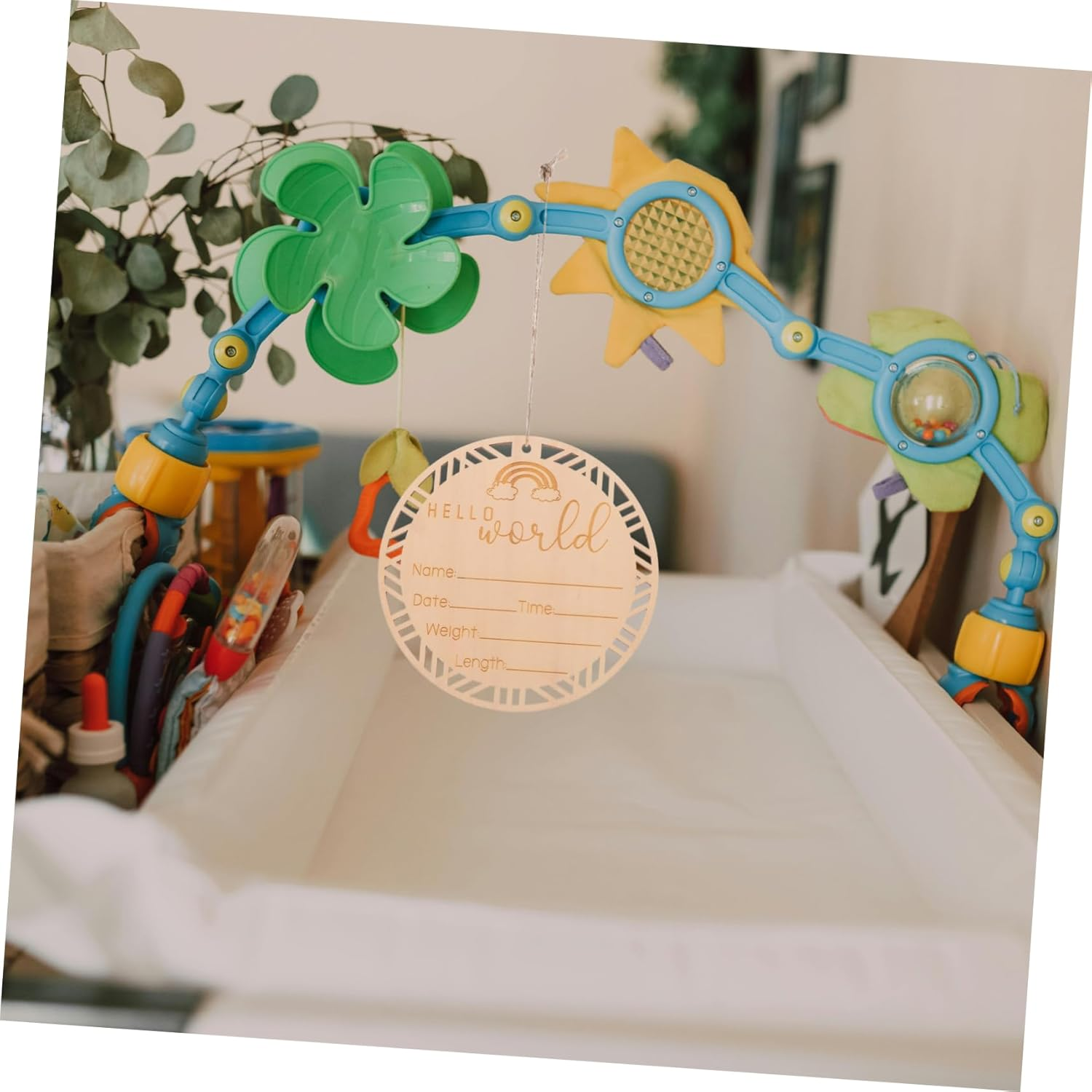 LIFKOME Natural Wood Birth Announcement Sign round Newborn Name Plaque Photo Prop for Nursery and Shower Decorations Milestone Keepsake image number 3