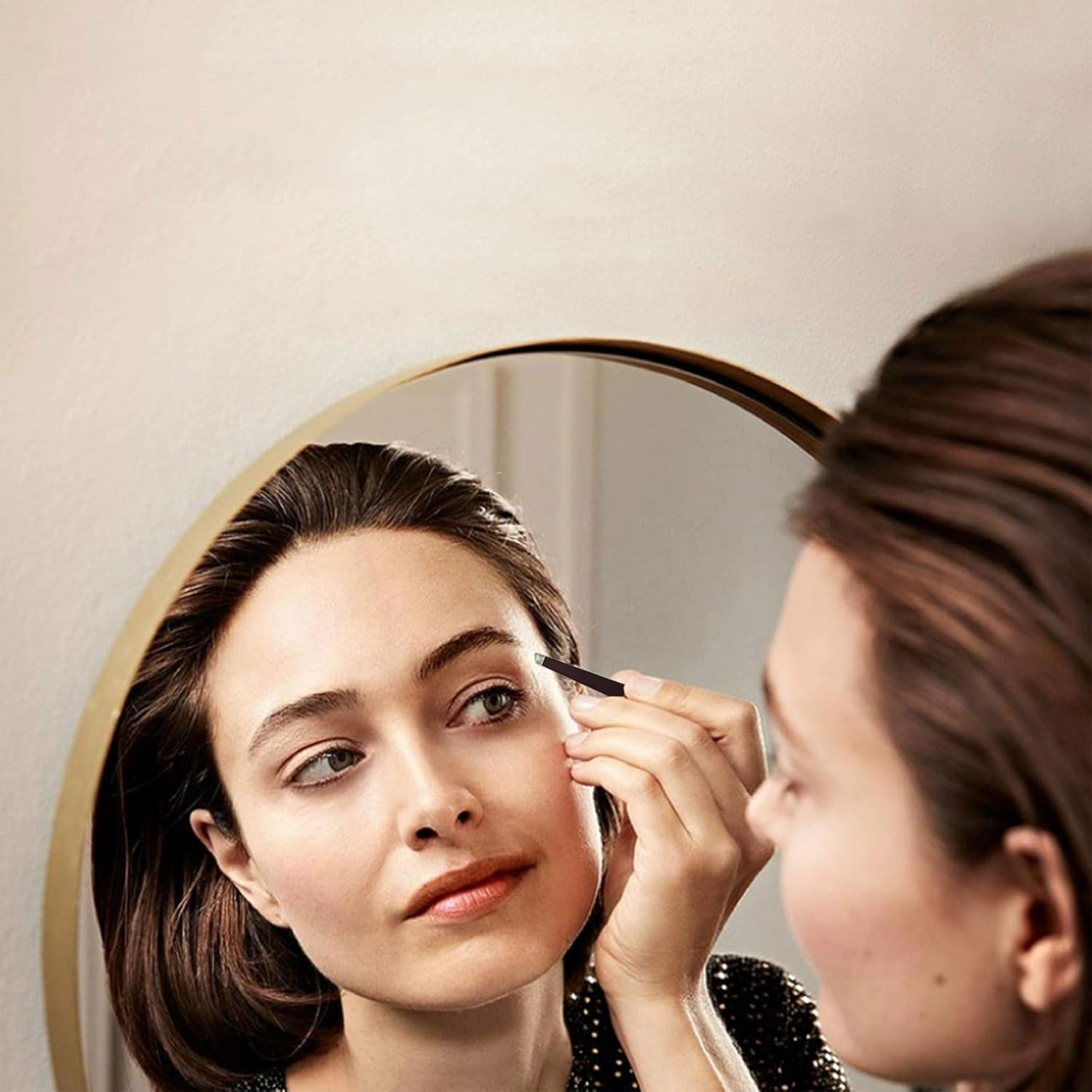 Professional Stainless Steel Eyebrow Tweezers 2 Pack Black Precision Slanted Tweezers for Ingrown Hairs Facial Hair Removal image number 3