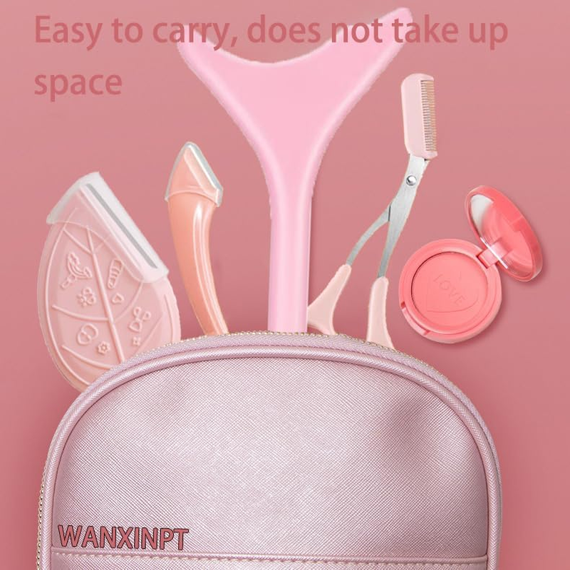 Eyebrow Kit 4-In-1 Professional Brow Shaping Set with Eyebrow Razor, Scissors, Stencil & Guide - Reusable Silicone Tools for Perfect Eyebrows at Home (Pink) image number 3