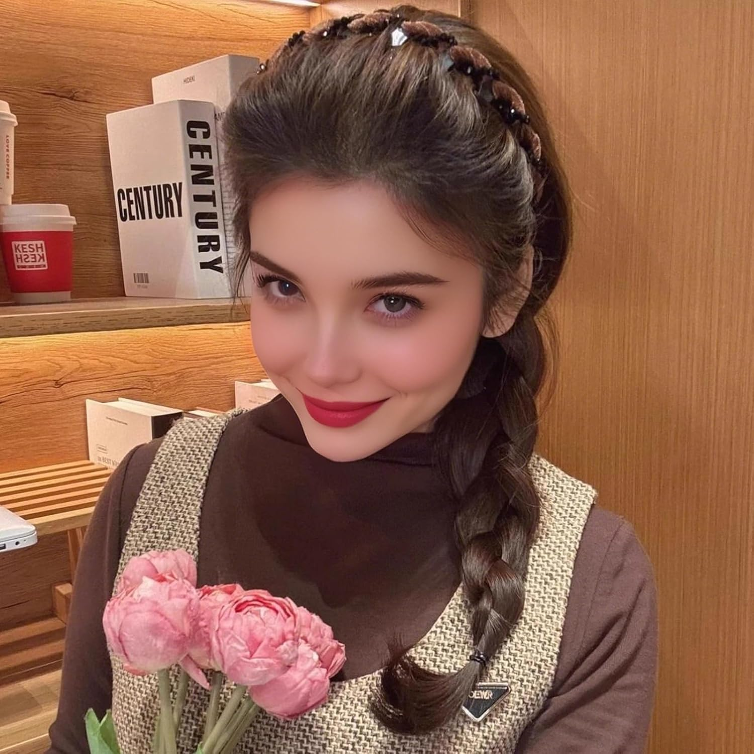 Pack of 3 Vintage High Cranium Artificial Pearl Hairband, Headband Beads for Women, Elegant Headband for Weddings and Special Occasions, Comfortable Design for Daily Use image number 5