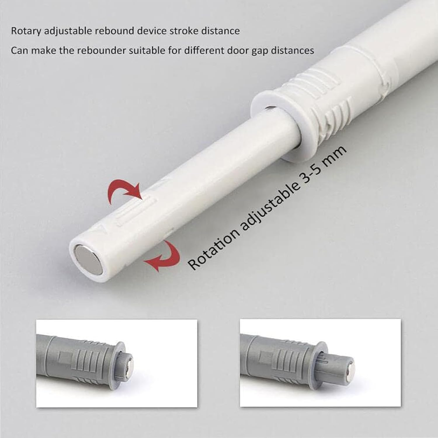 10 Pack Hidden Magnetic Push Open Latches, Push to Open Door Latch for Loose Cabinet Doors, Damper Buffer Push for Closet, Cupboard, Wine, Cabinet, Drawer Sliding Door - White - Black image number 4