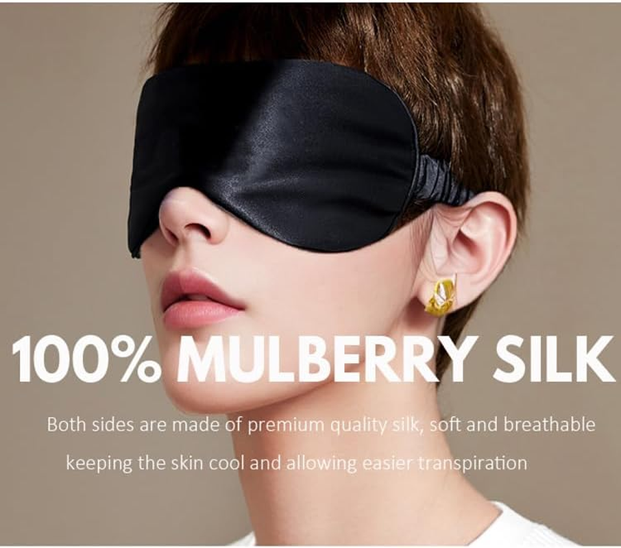 Eye Mask,100% Mulberry High-End Pure Silk Sleep Mask with Gift Box, H HOME-MART Luxuriously Padded Silk Eye Sleeping Mask Silk Eye Mask Comfortable Soft Silk Sleep Masks for Men Women Traveling image number 5