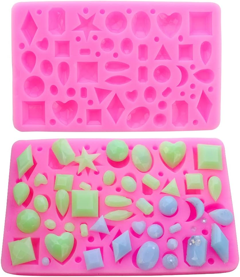 2-Piece Silicone Gummy Candy Molds - Gems, Heart, Star Shapes for Chocolate, Fondant, Resin & Cake image number 4