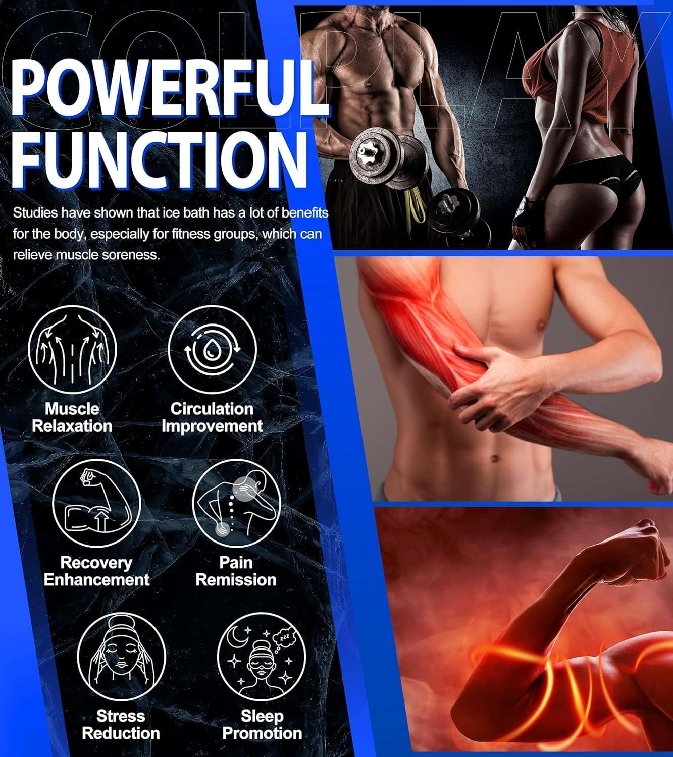 Ice Bath Tub : 376L Multi-Tiered Portable Cold Plunge Tub with Thermometer & Dust Cover for Recovery - Adult Spa and Soaking & Hot Saunas,Easy Install image number 5