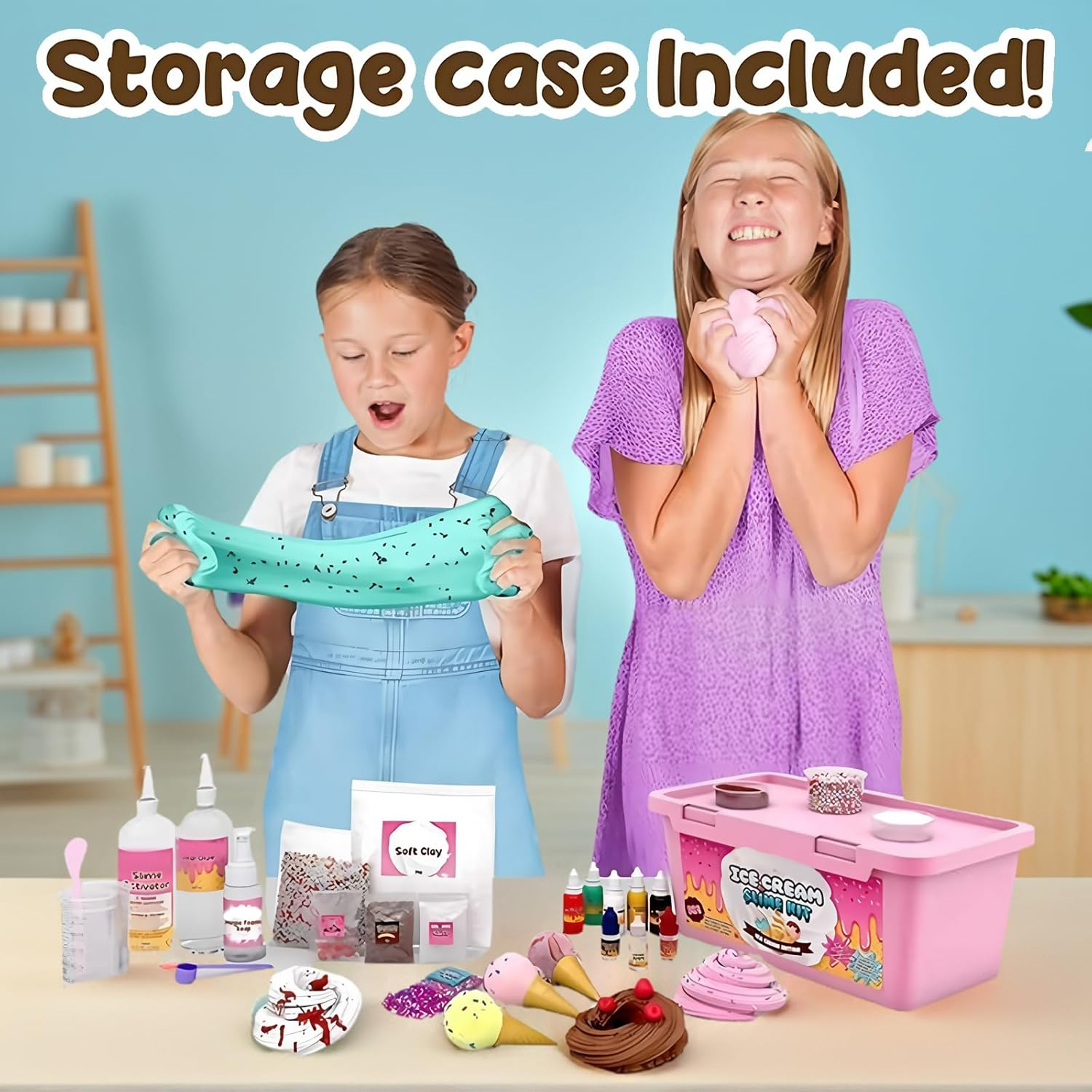 31PCS DIY Ice Cream Slime Kit for Girls, Amazing Ice Cream Slime Making Kit to Make Butter Cloud & Foam Slimes, Fun Easter Present, 10 Year Old Girl Birthday Gifts & Toys for Girls 7-10 image number 4