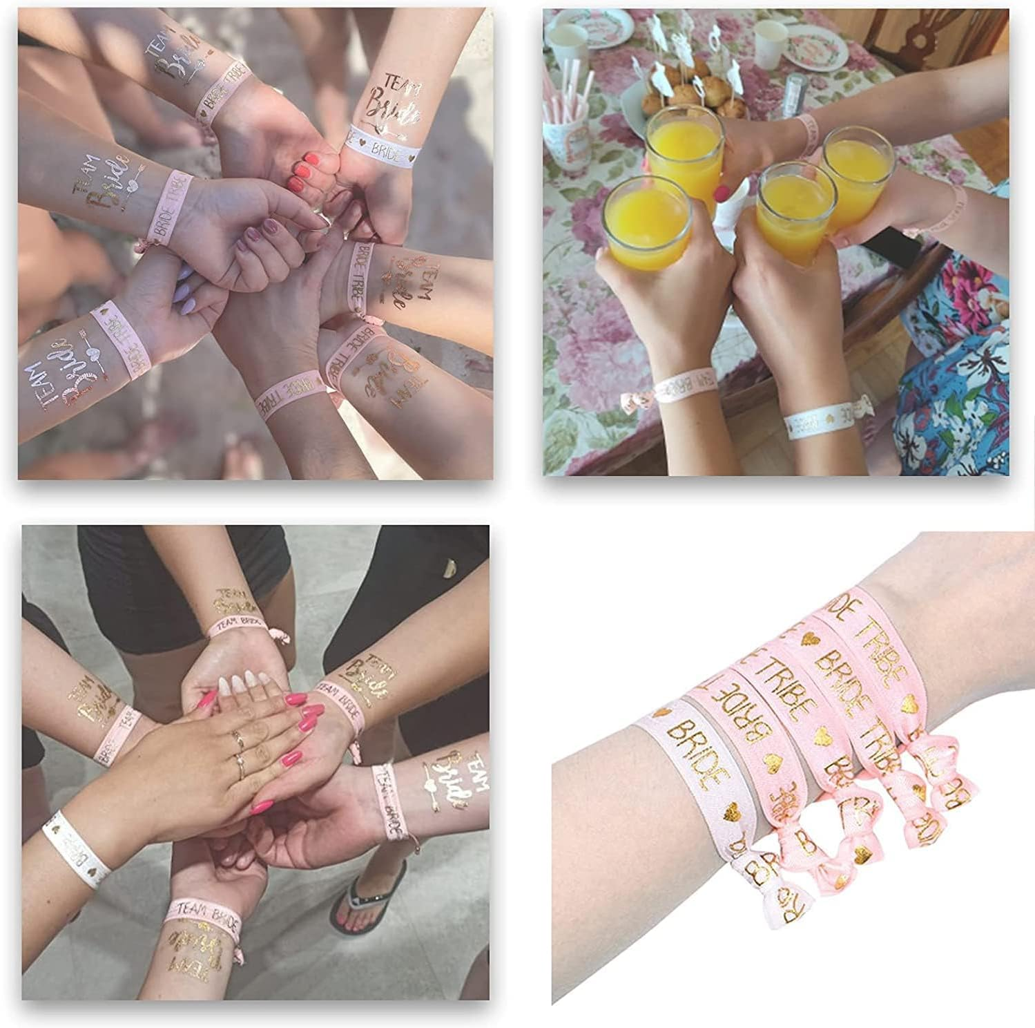 21Pcs Bride Team Wristbands,White and Pink Hen Party Favour Hair Bands, Elastic Bride Tie Accessories for Bachelor Party Wedding Bridal Shower Decorations