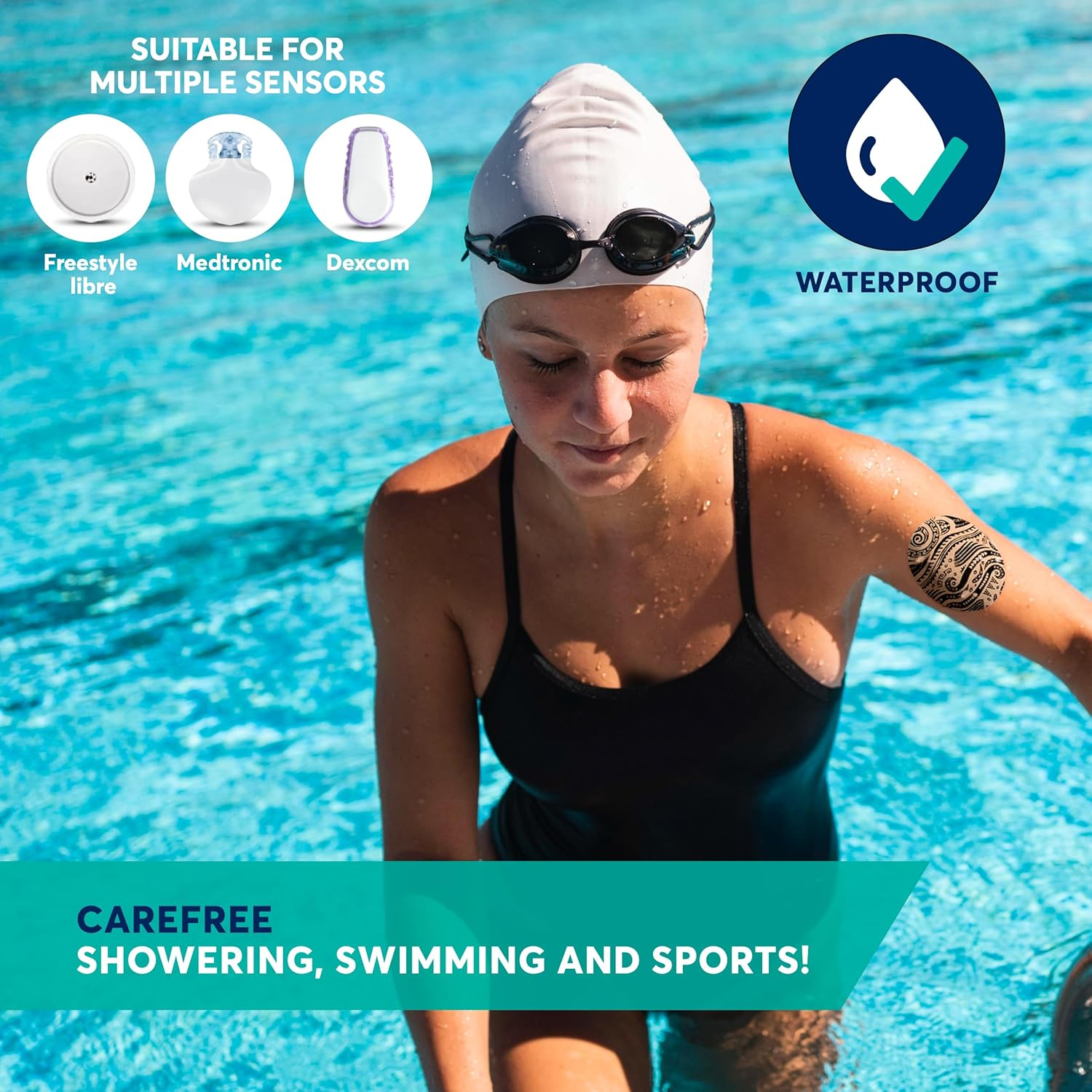 Curetape Sensor Patches - Sensor Fixing Plasters - Covers for Freestyle Libre, Dexcom and Medtronic Guardian Sensors - Fixation Tape for Your Sensor (Tattoo) image number 6