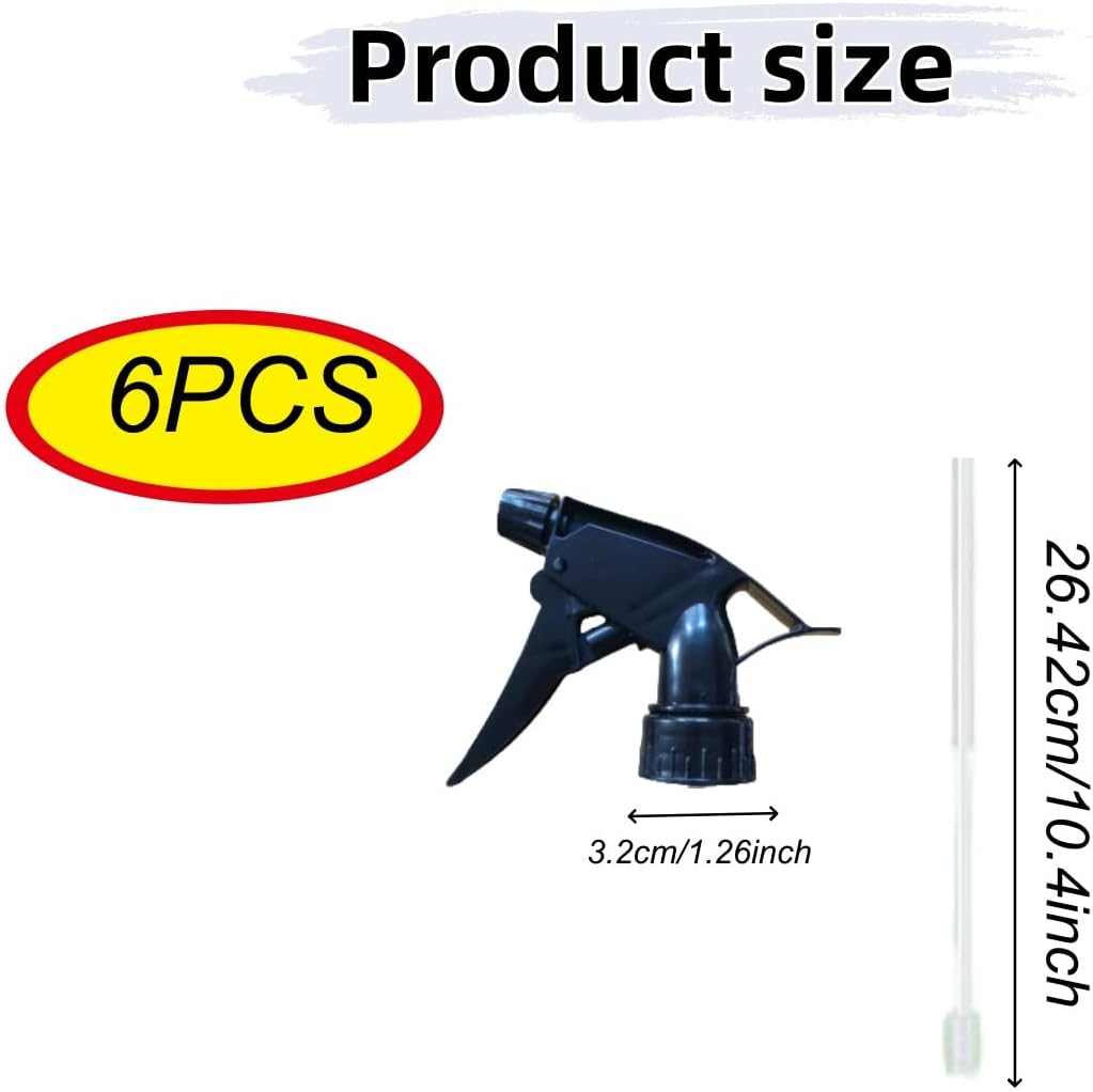 6-Pack Heavy Duty Trigger Spray Nozzles - 28-400 Compatible Replacement Spray Bottle Heads，Durable Plastic, Adjustable Length，Good Sealable Fit for Home and Garden Use image number 2