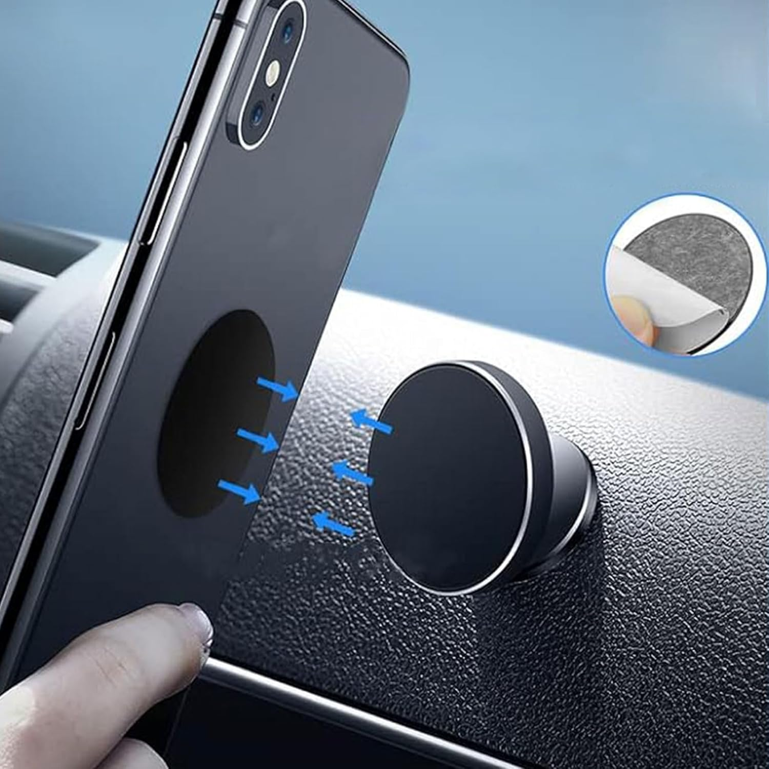 Metal Plate for Cell Phone Magnetic Strong Adhesive Sticker 2 round and 2 Rectangle Black for Magnetic Car Mount and Phone Holder image number 5