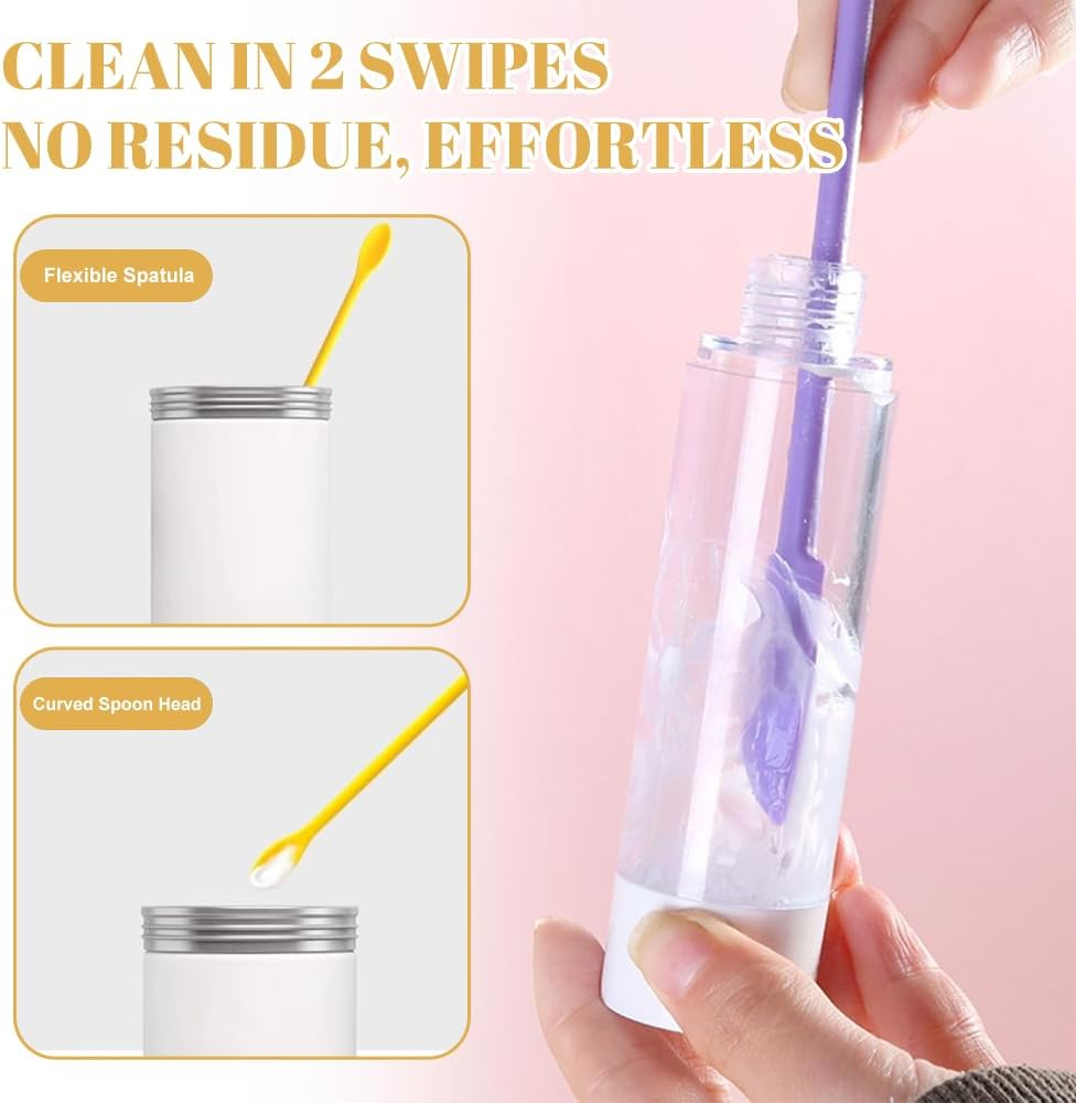 3-Pcs Mini Silicone Spatula Set - Small Skinny Scraper Tool for Jars, Bottles, Makeup & Kitchen - Get Every Last Drop of Lotion, Foundation, Peanut Butter, Jam - Flexible, Dishwasher Safe, Bpa-Free