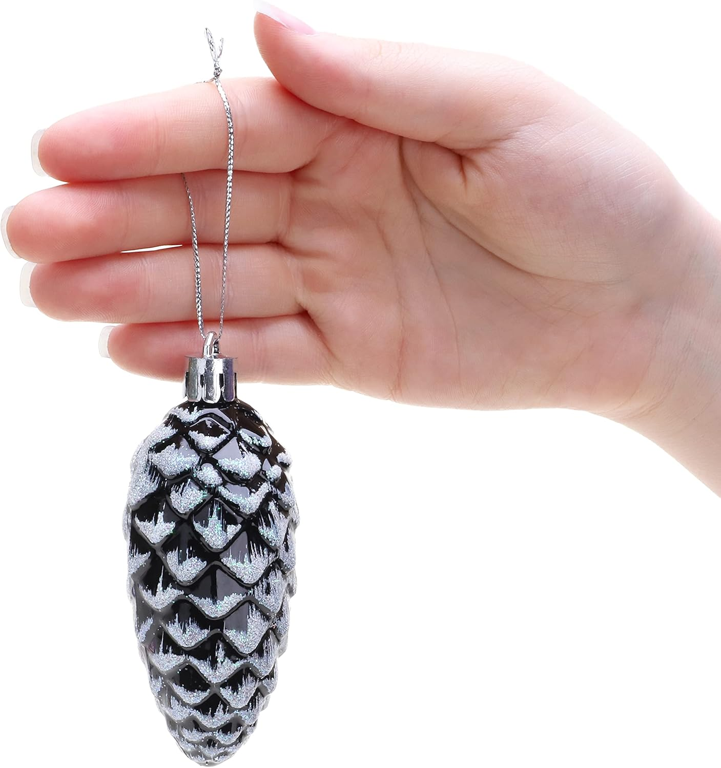 Christmas Concepts&reg; Pack of 6 &ndash; 90Mm Shiny & Glitter Decorated Pine Cone Baubles &ndash; Christmas Tree Decorations image number 5