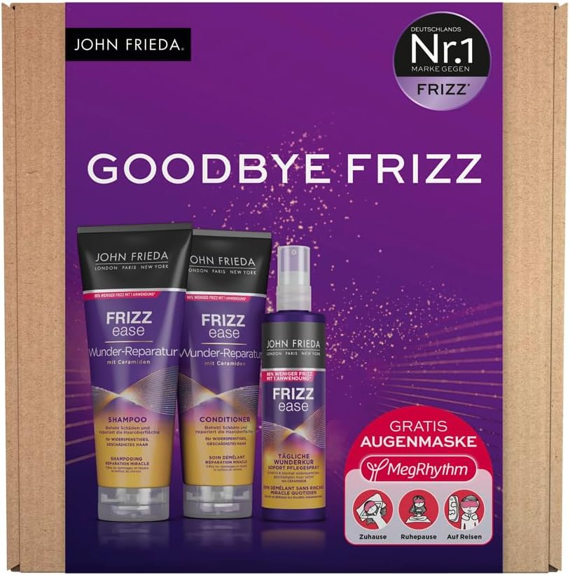 John Frieda Frizz Ease Wonder Repair Value Kit - Shampoo, Conditioner, Instant Care Spray and Megrhythm Eye Mask - Feel-Good Program for Home image number 2