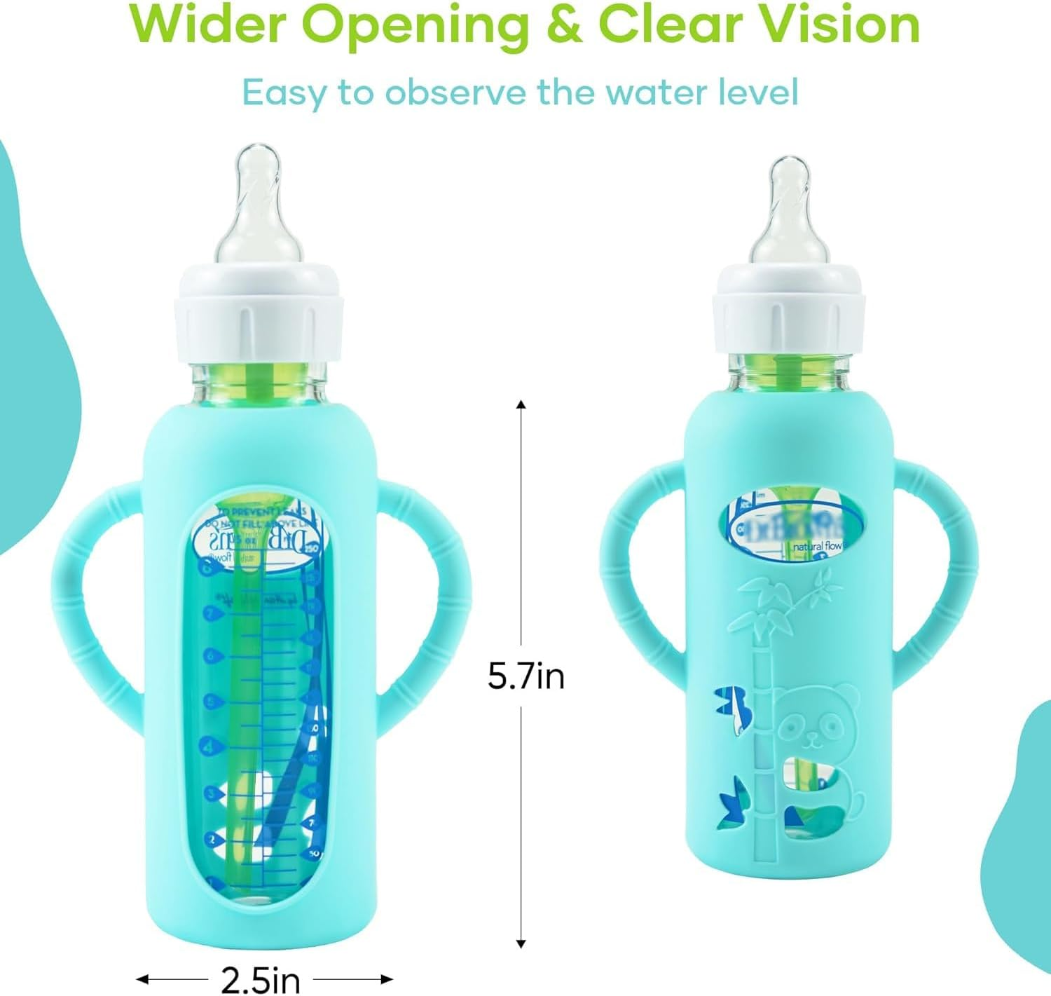 4 Pack Silicone Sleeves for Dr. Brown'S Glass Bottles 4OZ - anti Breakage Baby Bottle Holder, Compatible with Dr. Brown'S Glass Bottles for Babies (8OZ with Handle) image number 2