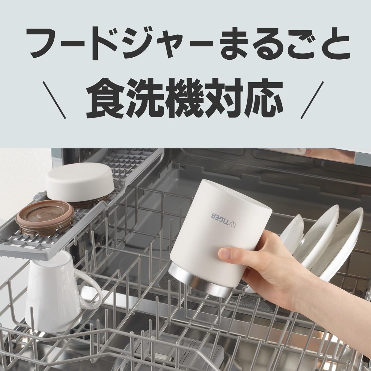 Tiger Thermos Vacuum Insulated Food Jar 16.9 Fl Oz (500 Ml), Thermal Bento Box, Dishwasher and Dryer Safe, Wide Mouth, round Bottom, Eagle White MKL-W050WK image number 7