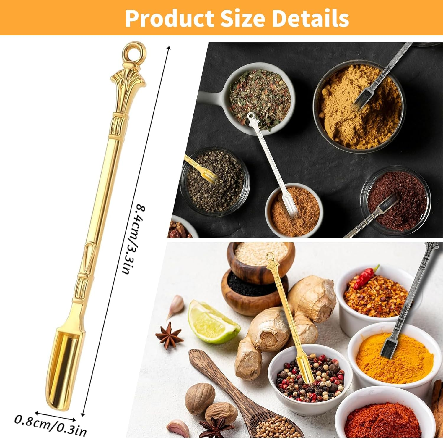 16 Pcs Mini Shovel Snuff Spoon Spatula, 4 Color Metal Scoop Shovel Medicine Spoon, Pendants Necklace Decoration, Coke Spoon Medicine Spoon for Filling Vials with Medicine Salts Herbs Wax Oil Sand (16) image number 6