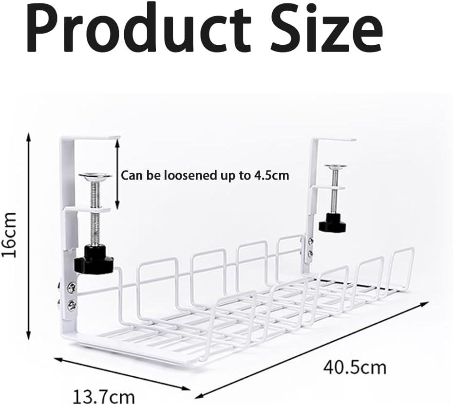2 Pack under Desk Cable Management Shelf,Adjustable Cord Wire Organizer,No Punch Storage Rack,Wire Management Organizer,For Office,Home,Apartment image number 5