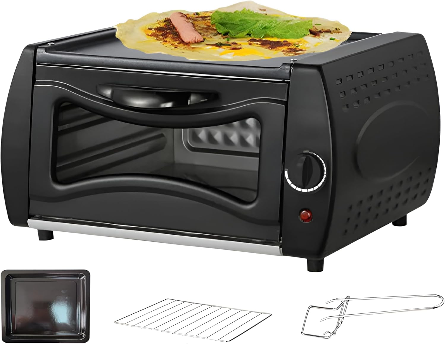 2-In-1 Tandoor Oven Mini, 12L Pizza Chapati Roti Lahmacun Manakish Naan Bread Maker with Bake Tray/Bake Rack/Tray Handle, for Takeaway Kitchen Appliance image number 4