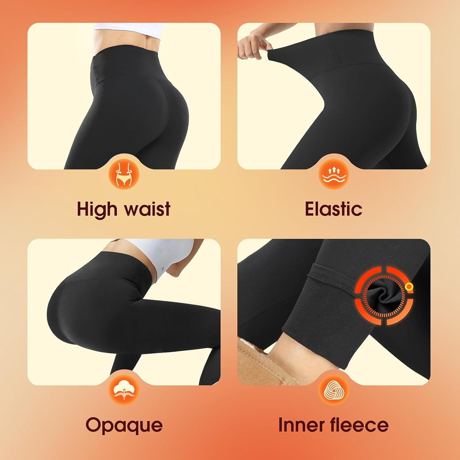 Perkanion Thermal Leggings Women Fleece Lined Winter Thick Leggings for Women High Waisted Yoga Pants image number 4