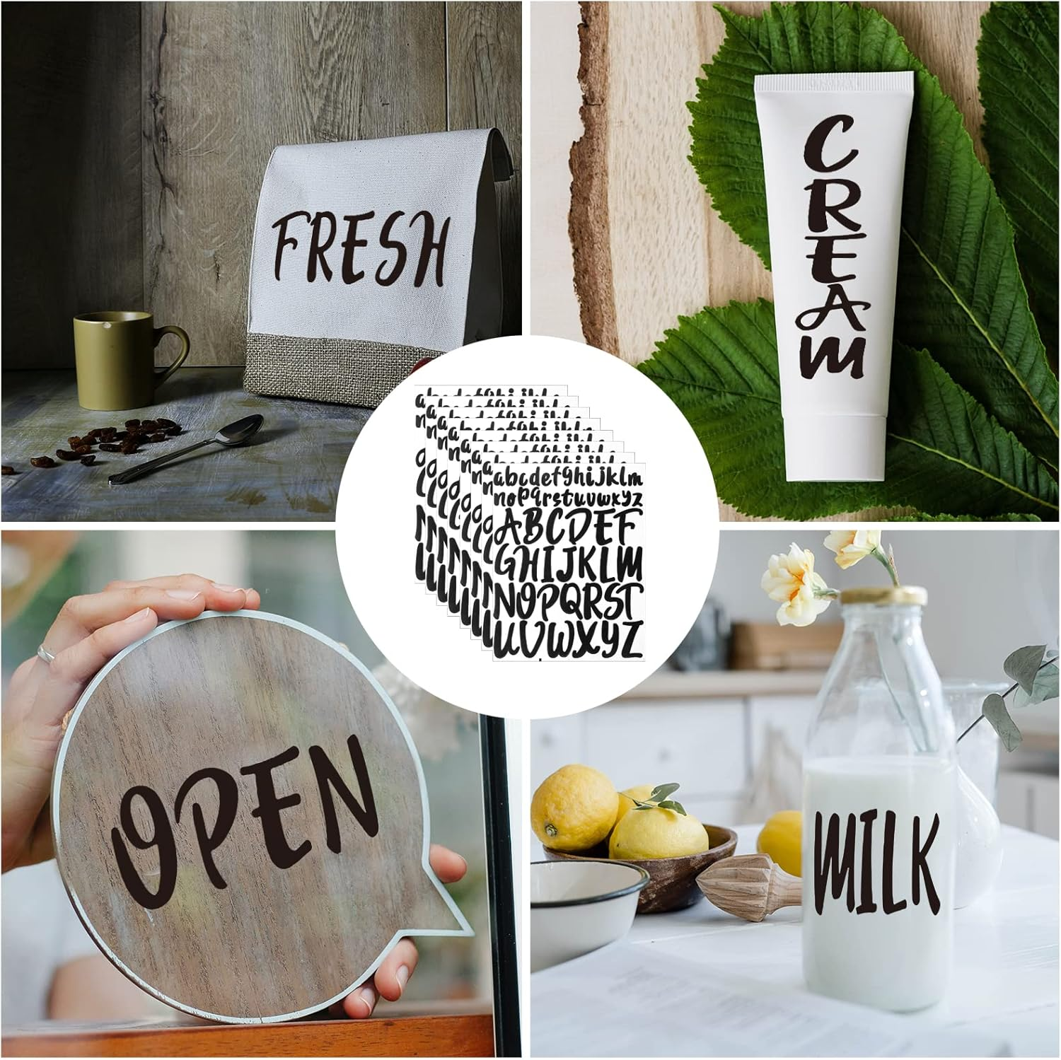 8Pcs Vinyl Letters Stickers, 1 Inch 2 Inch Capital Letter Stickers Self Adhesive Letters Sticks for Crafts Outdoor Signs Poster Mailbox Windows and Car (Black) image number 2