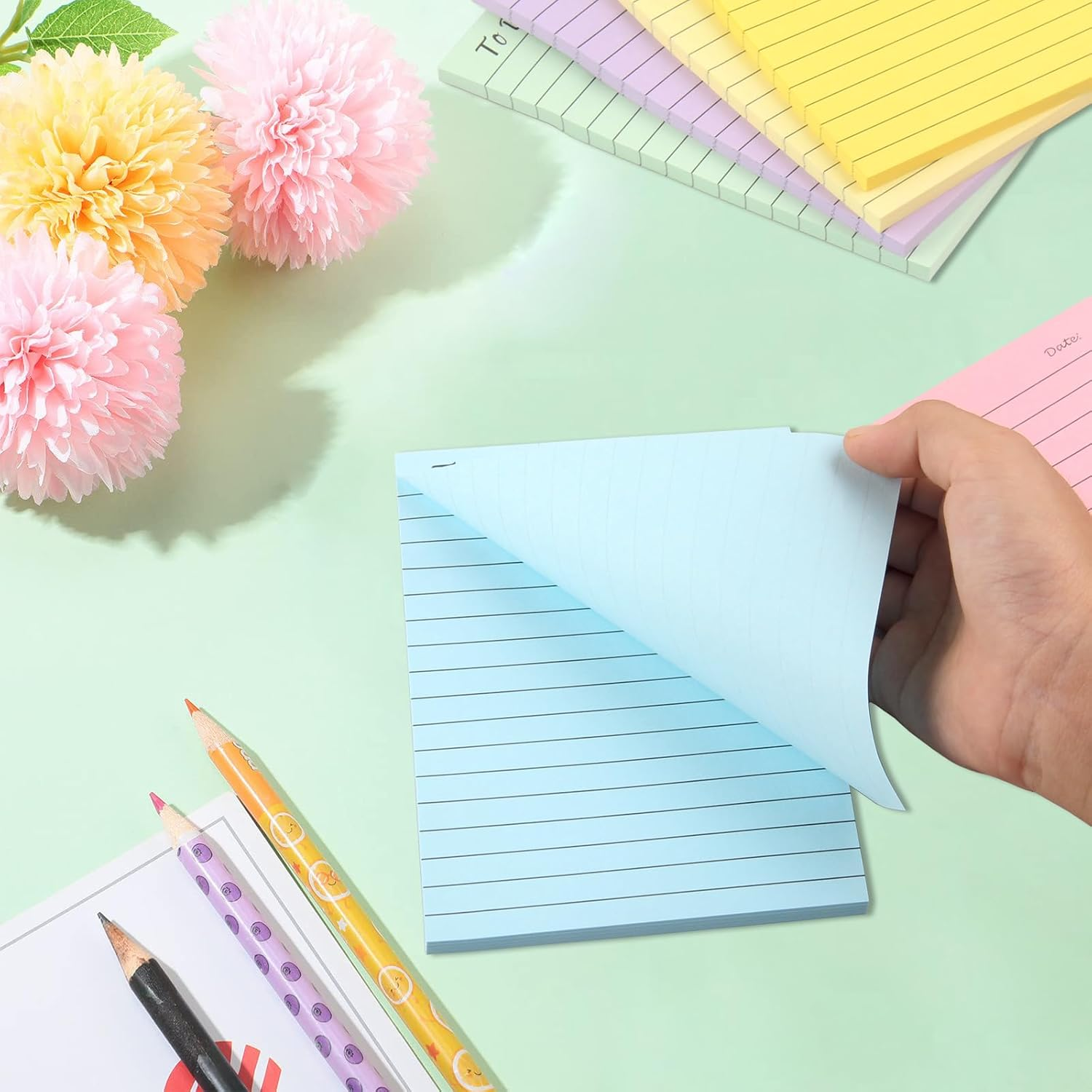 To Do List Sticky Notes, Lined Sticky Notes, Self-Adhesive Notes, Colourful Notepads for School, Office, Home (10 X 15 Cm) image number 4