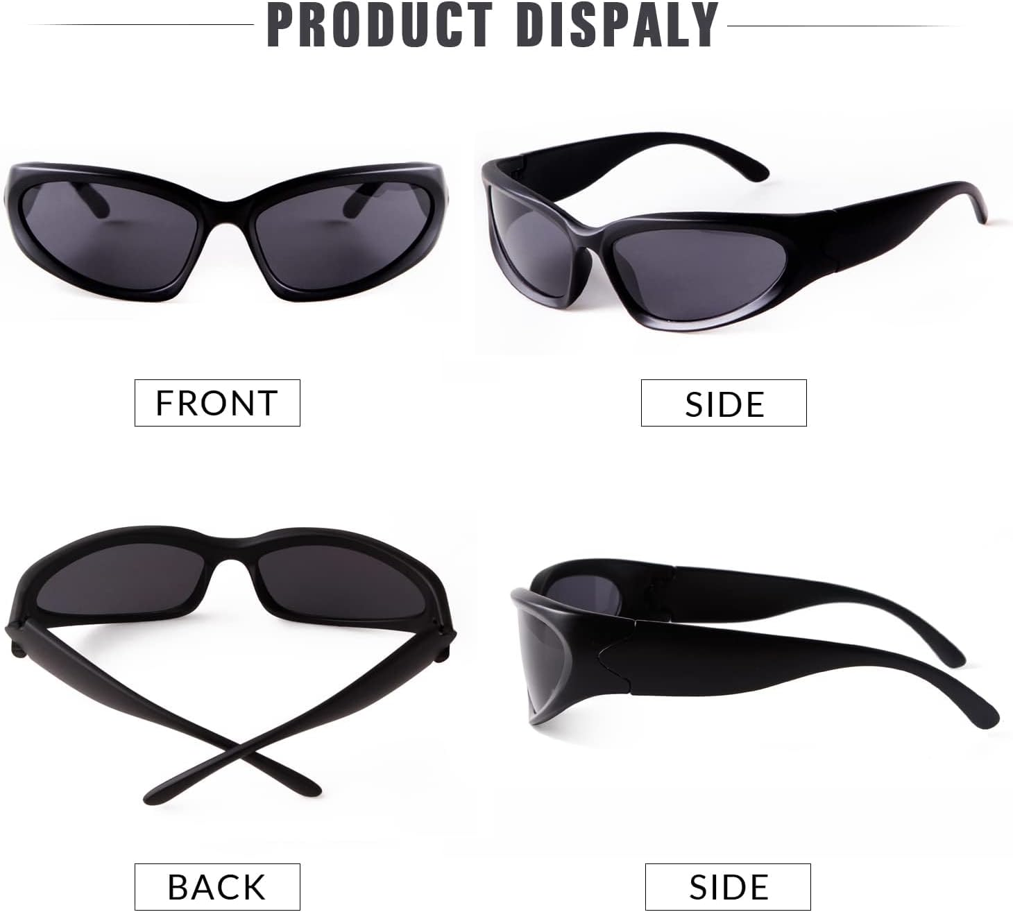 Wrap around Sunglasses for Men Women Stylish Fashion Sun Glasses Outdoor Sport Sunglasses UV400 Shades - Gray image number 4