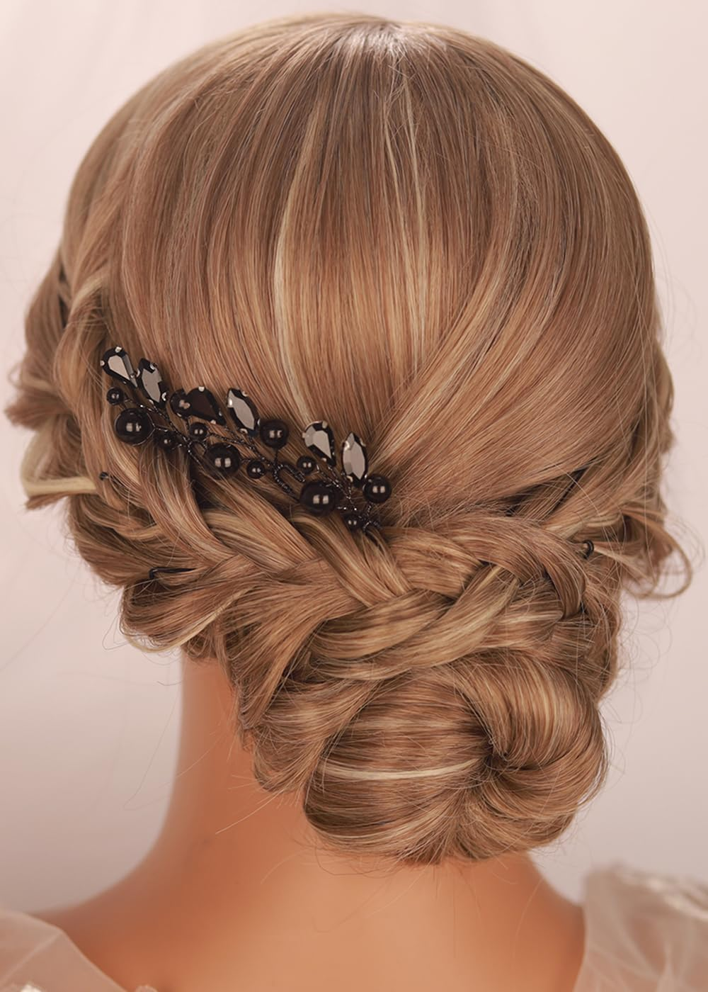 Kercisbeauty 3Pcs Small Cute Black Rhinestones Beads Hair Pins Set for Women Girls Halloween Party Prom Hair Jewelry Wedding Bridal Handmade Hair Piece