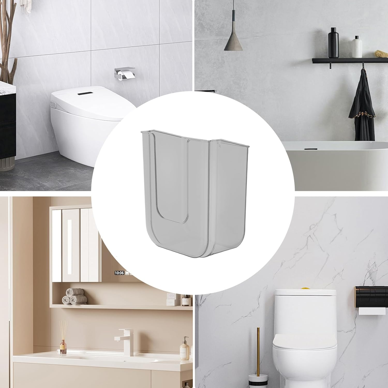 Bathroom Wipes Holder, Toilet Clothes Rack, Laundry Rack Holder Storage Box Container Organizer, Refillable Tissue Dispenser for Toilet Family Room - Grey image number 3