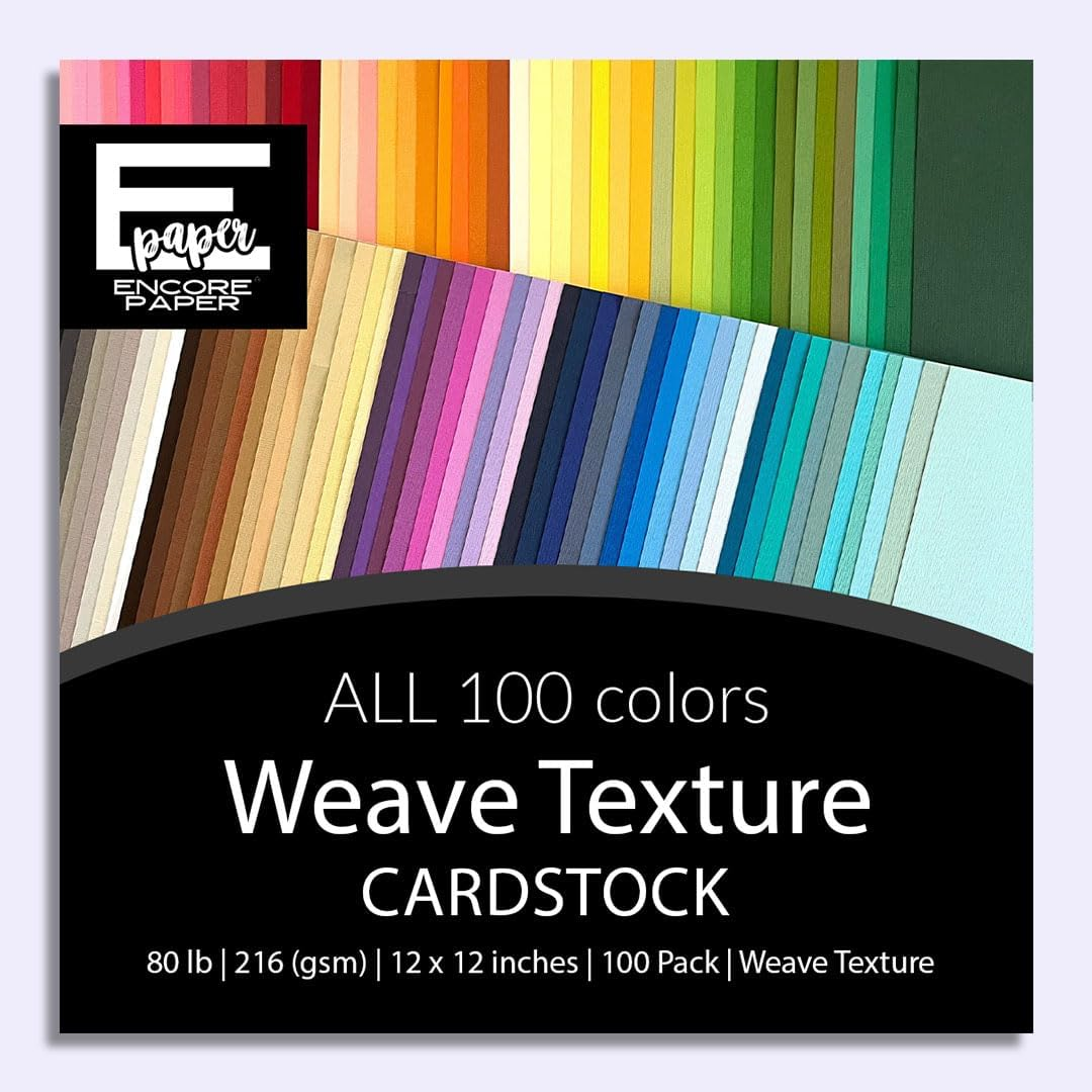 ENCORE TEXTURED CARDSTOCK COMPLETE VARIETY Pack&mdash;12X12 Textured Cardstock | 80Lb Textured COMPLETE VARIETY PACK Scrapbook Paper | Premium Cardstock for Cricut Cutting | 100 Sheets image number 5