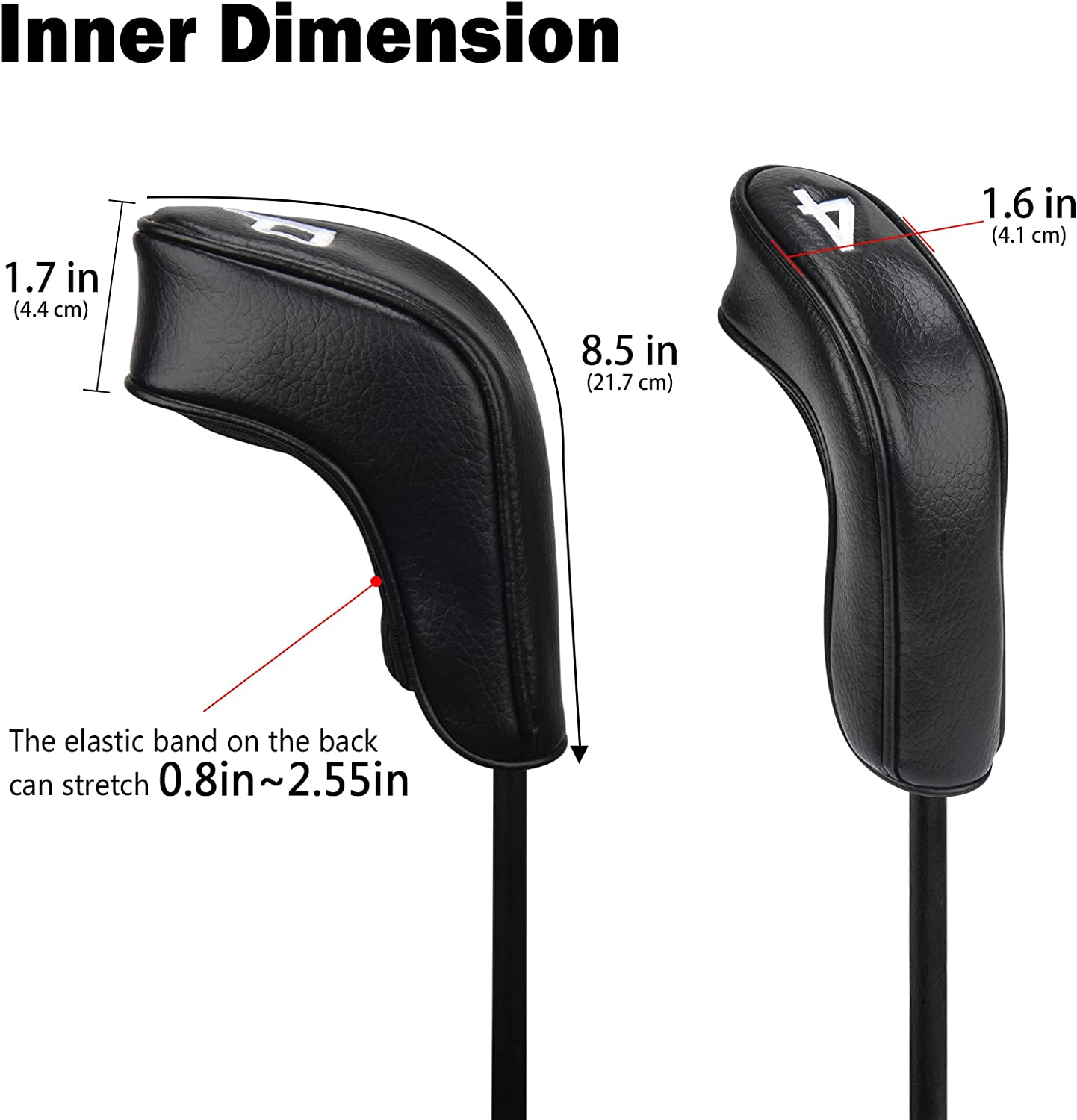 BIG TEETH Golf Hybrid Iron Head Cover 9Pcs Hybrid Head Covers Set Long Hybrid Iron Covers, Golf Club Covers W/Big NO. for Cleveland Launcher, Cobra T Rail Hybrid Irons image number 3