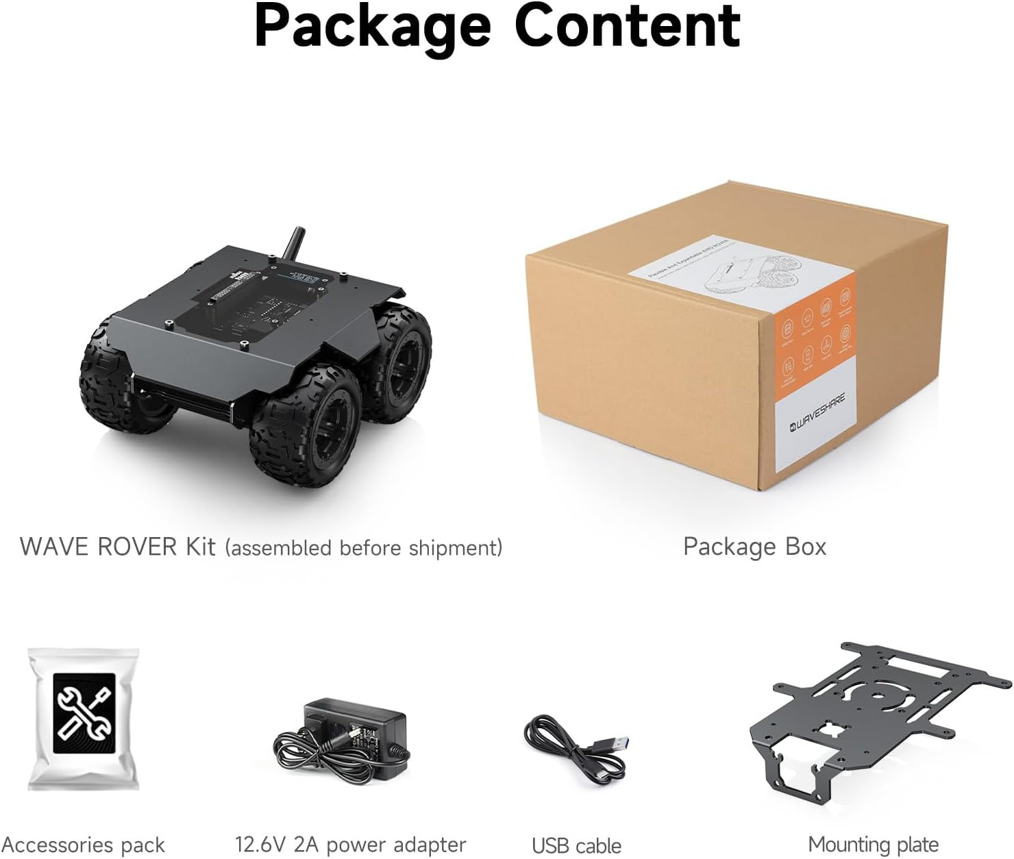 Waveshare Wave Rover Flexible and Expandable 4WD Mobile Robot Chassis, Full Metal Body, Multiple Hosts Support, with Onboard ESP32 Module image number 3
