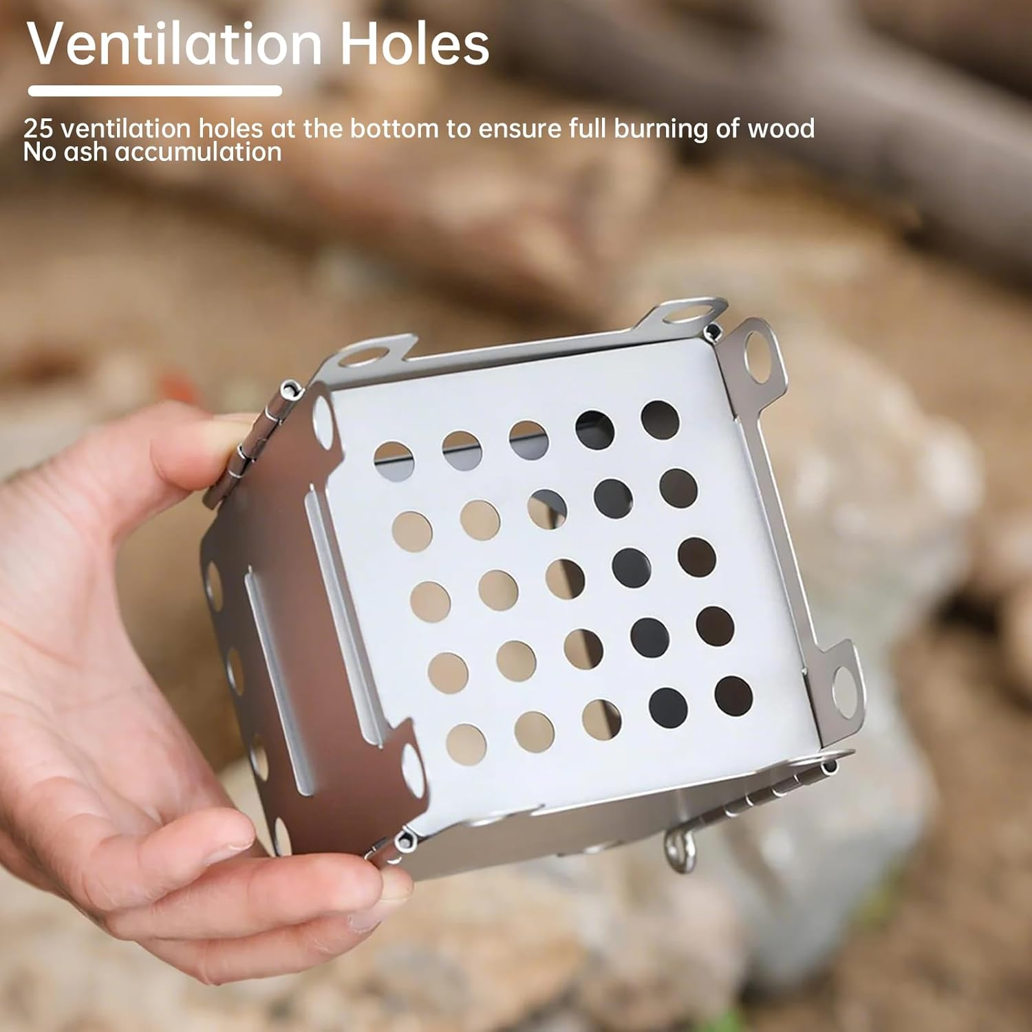 Ti Artisan Titanium Wood Stove Foldable Portable Alcohol Camping Backpacking Stove for Outdoor Camping Picnic BBQ (WS006ST) image number 3