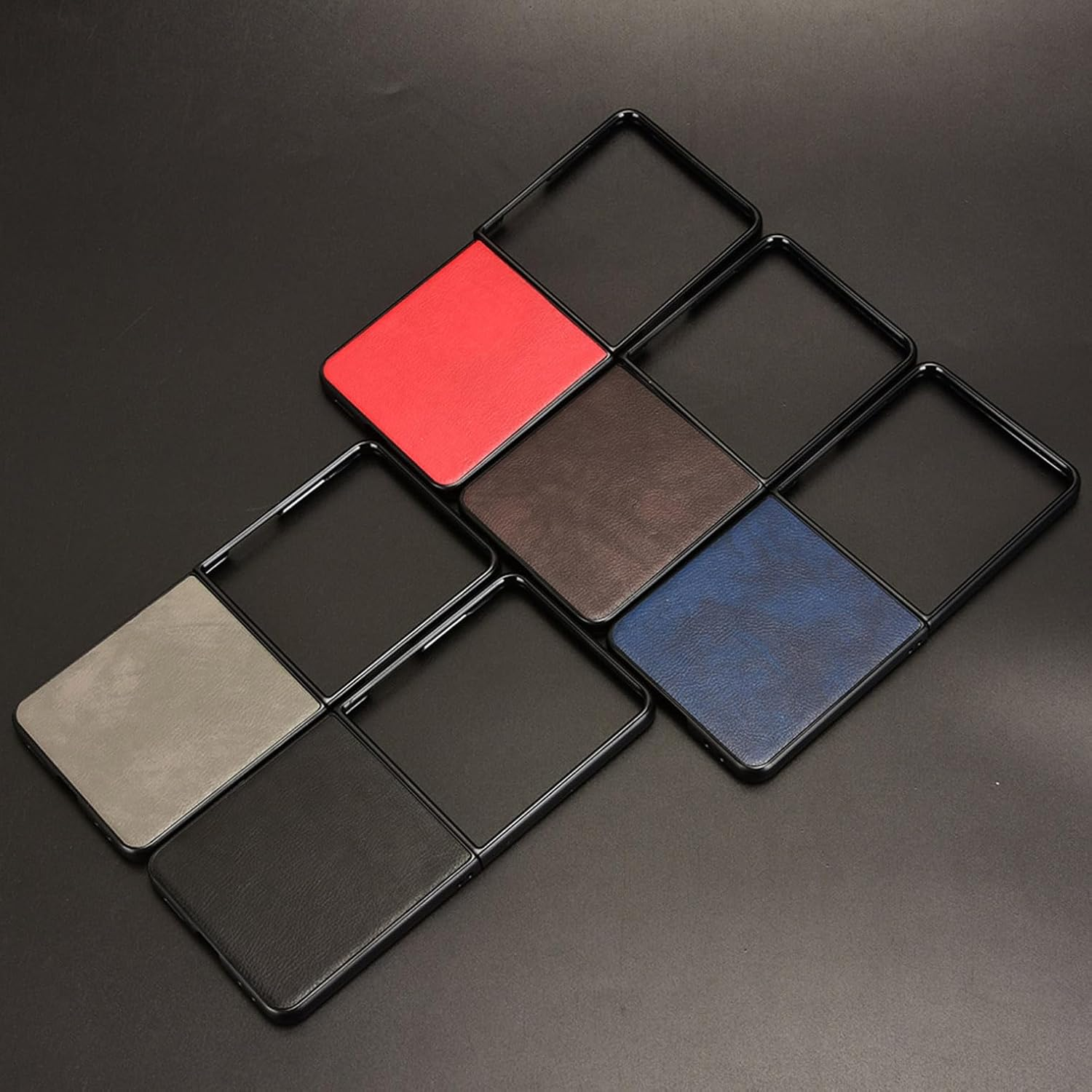 Coque Case for Samsung Galaxy Z Flip7 Mobile Phone Case, Samsung Galaxy Z Flip7 Flip Cover with Litchi Pattern Brown - Blue image number 5