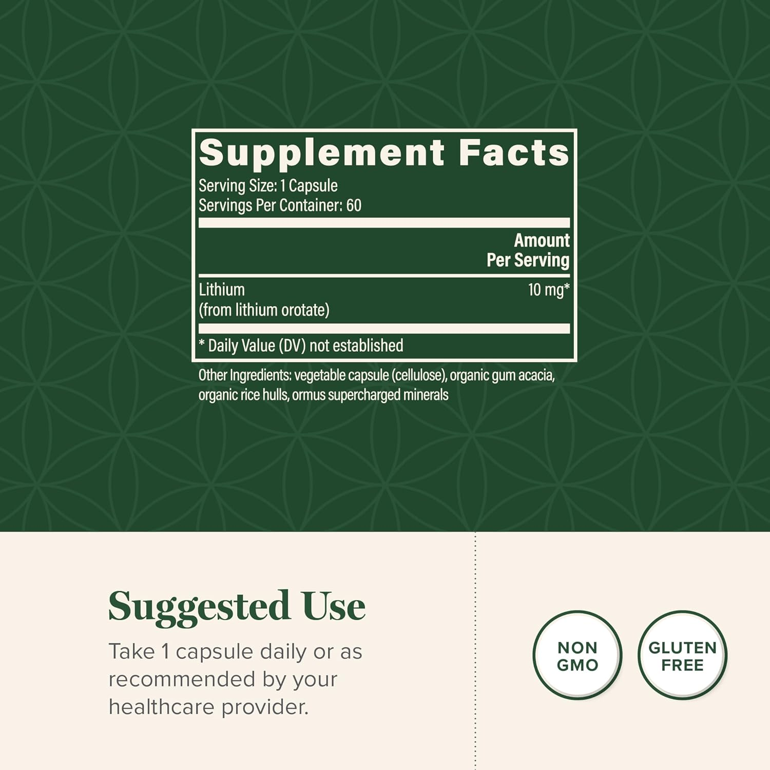 Global Healing Lithium Orotate Supplement - Supports Better Mood and Normal Brain Function - Helps Mental Clarity, Focus & Concentration - 10Mg, 60 Capsules image number 5