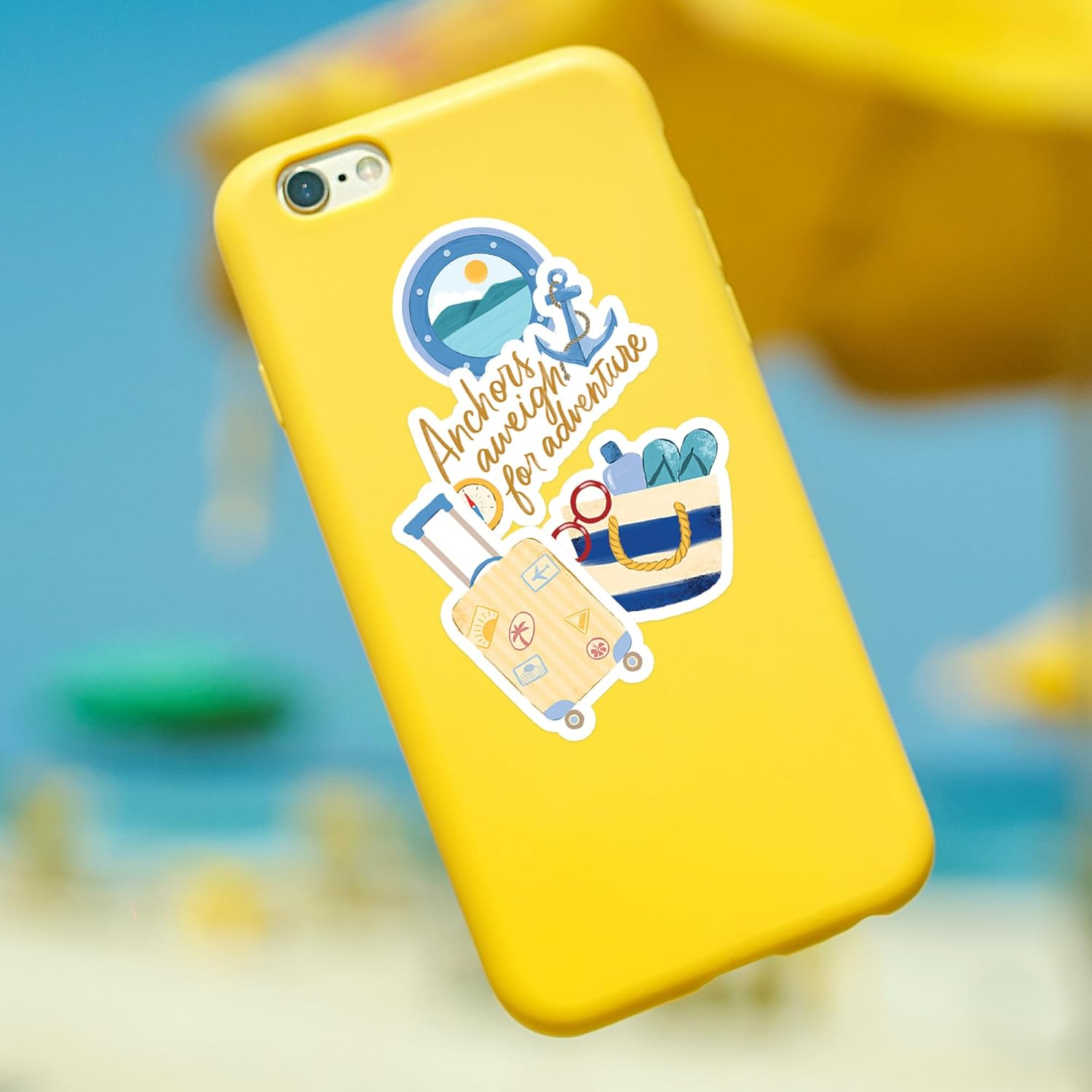 Navy Peony Relaxing Cruise Travel Stickers (30Pcs) - Watercolor, Waterproof Cruise Ship Decals for Journals, Scrapbooks, Water Bottle, Suitcase