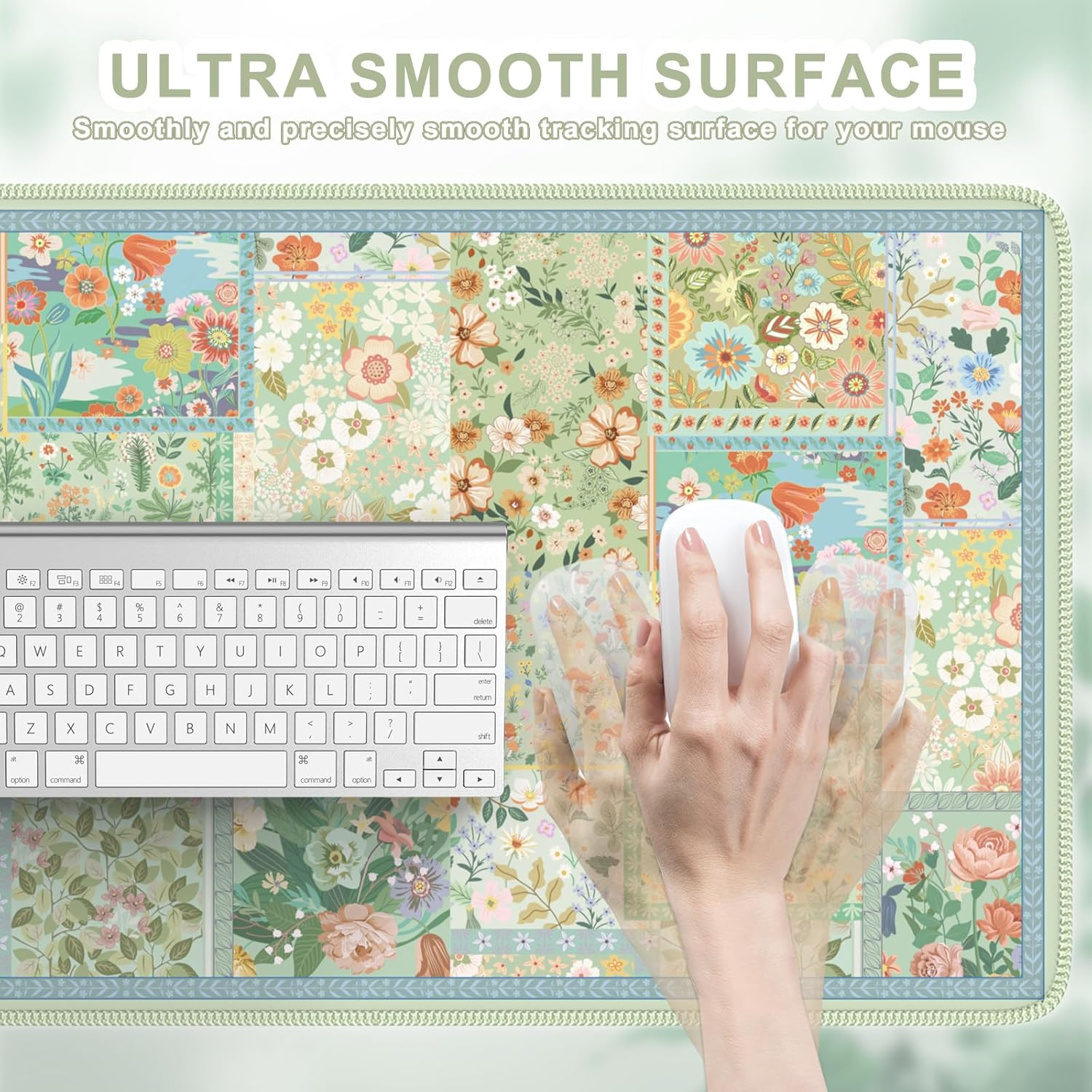 HAOCOO Green Desk Matt for Desktop, Desk Mat for Keyboard and Mouse, Non-Slip Desk Mouse Pad with Stitched Edges, Water-Resistant XL Mouse Pad for Women Office Decor - Green image number 2