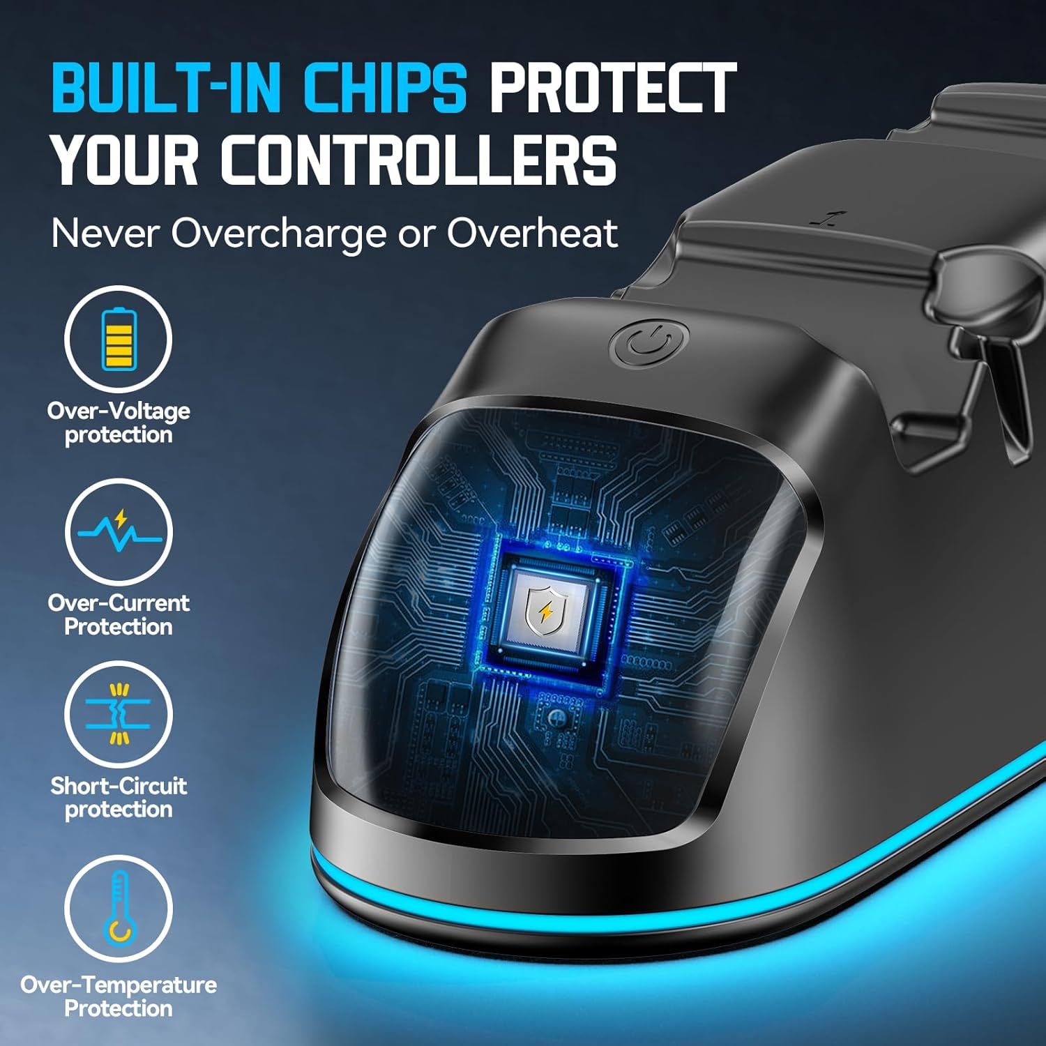 Gersker PS5 Controller Charger, PS5 Charging Station Compatible with Playstation 5 Dual & Edge with RGB Light, Fast PS 5 Charger Dock with Cable for PS 5 Accessories, Black コントローラー充電スタンド