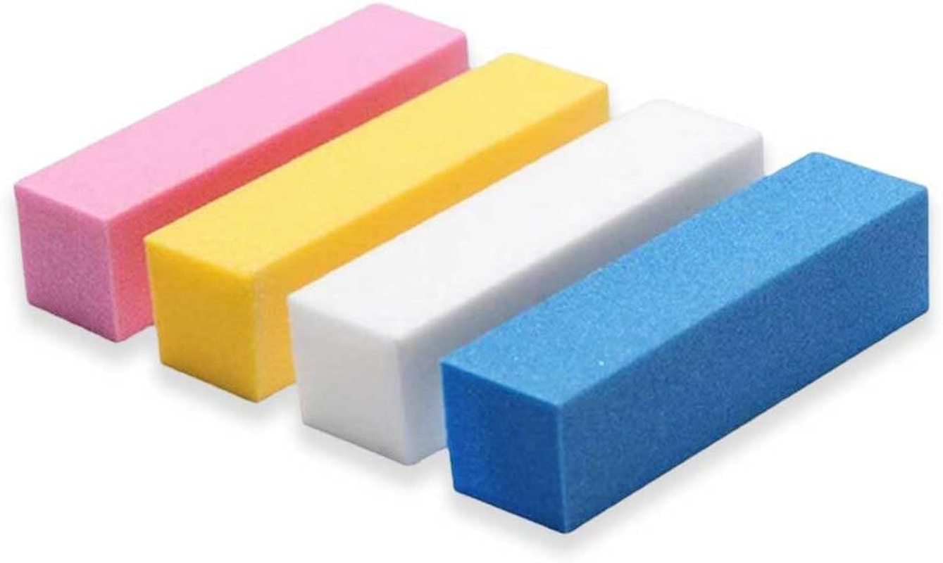 Sanding Files Block Nail Art Tips Makeup Accessories Wear-Resistant Scrub Manicure Pedicure Adult Kids Fingernail Care Tools, 4Pcs(Random Color)
