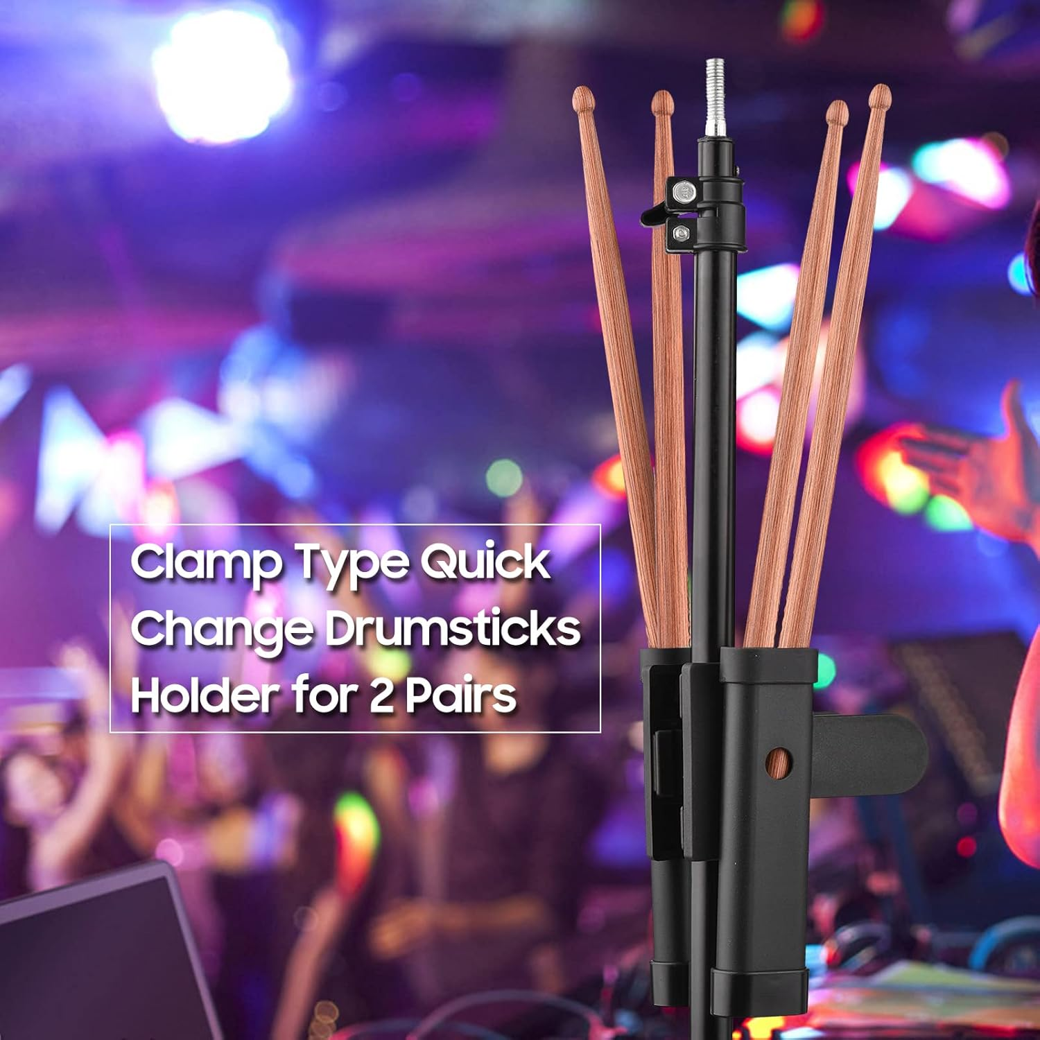 Drumsticks Holder Brush Holder Drumstick Grabber Stick Holder Strong Spring Clamp Mechanism Anti-Slip Rubber Pad Angle Adjustable BBZY image number 5